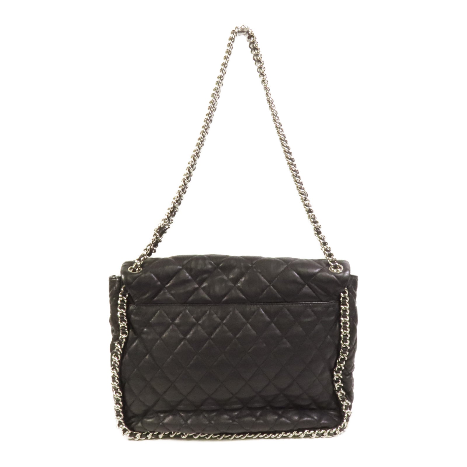 CHANEL 牛皮皮革Chain Shoulder銀扣鏈帶肩背袋