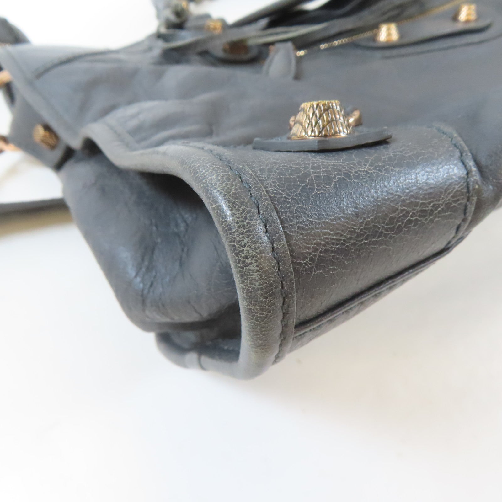 BALENCIAGA 牛皮皮革Giant City Medium金扣手挽肩背兩用袋灰色