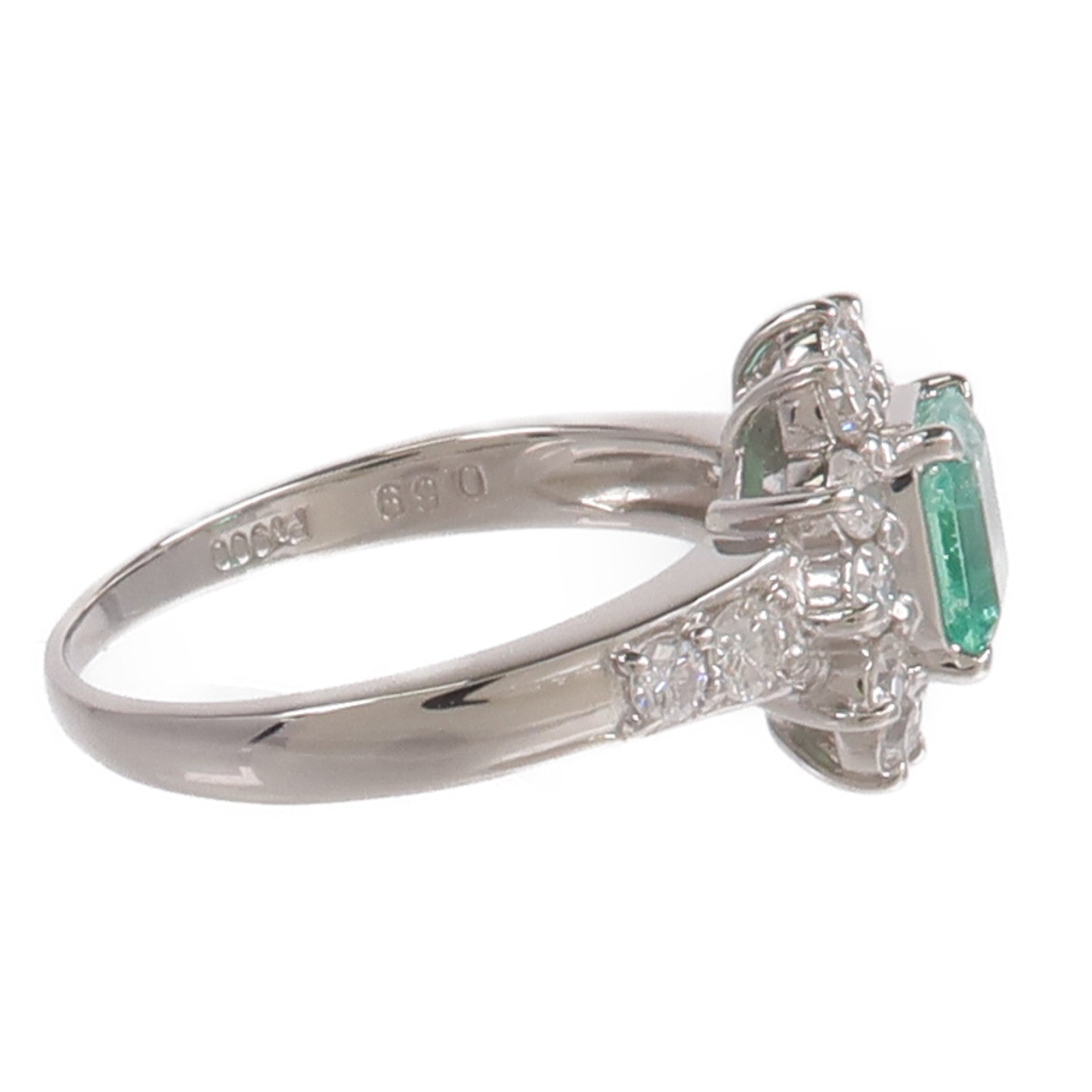 JEWELRY PT900鉑金Emerald Diamond Ring綠寶石/鑽石戒指