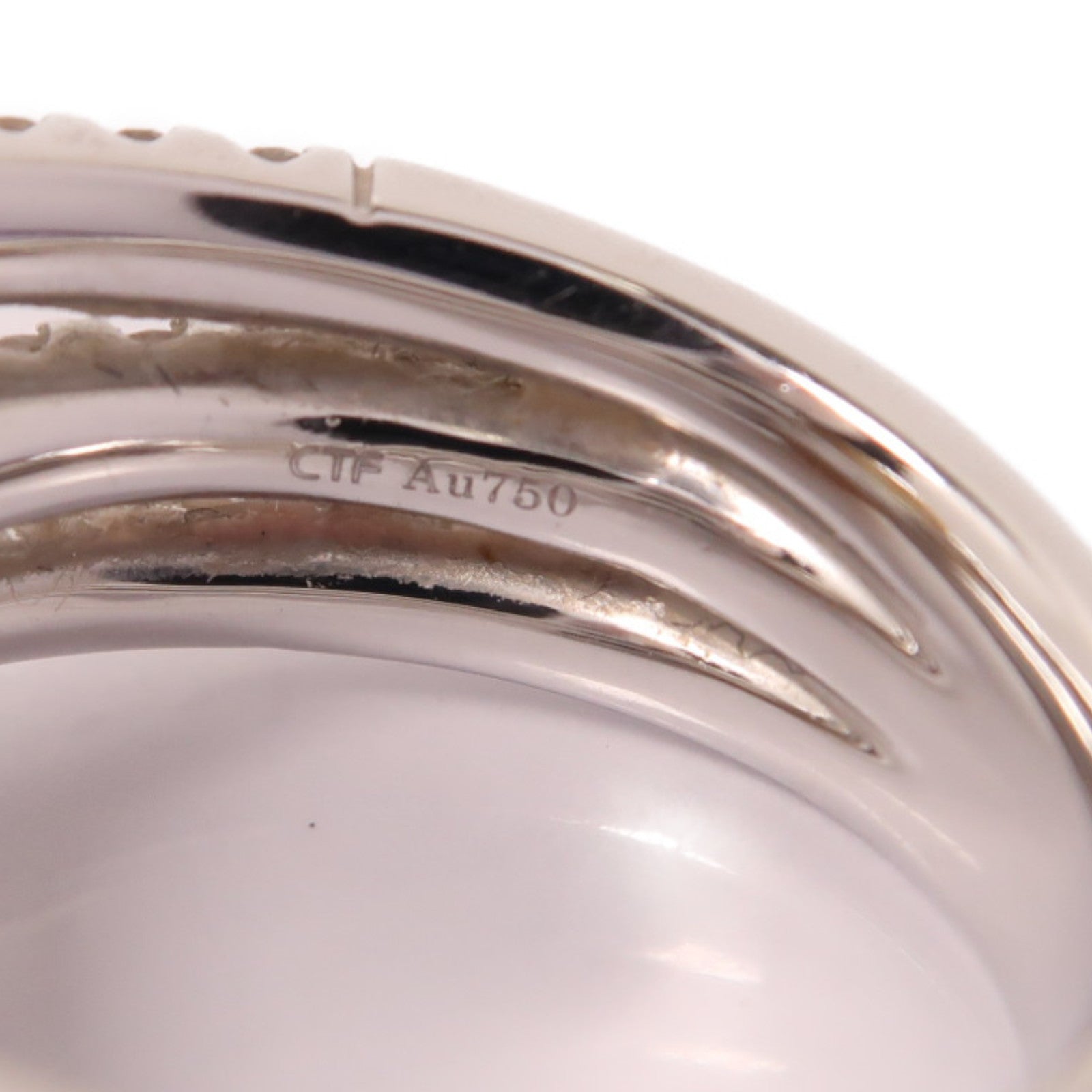 JEWELRY 18K白金Pearl Ring15.24ct珍珠/1.120ct鑽石戒指US#6.75