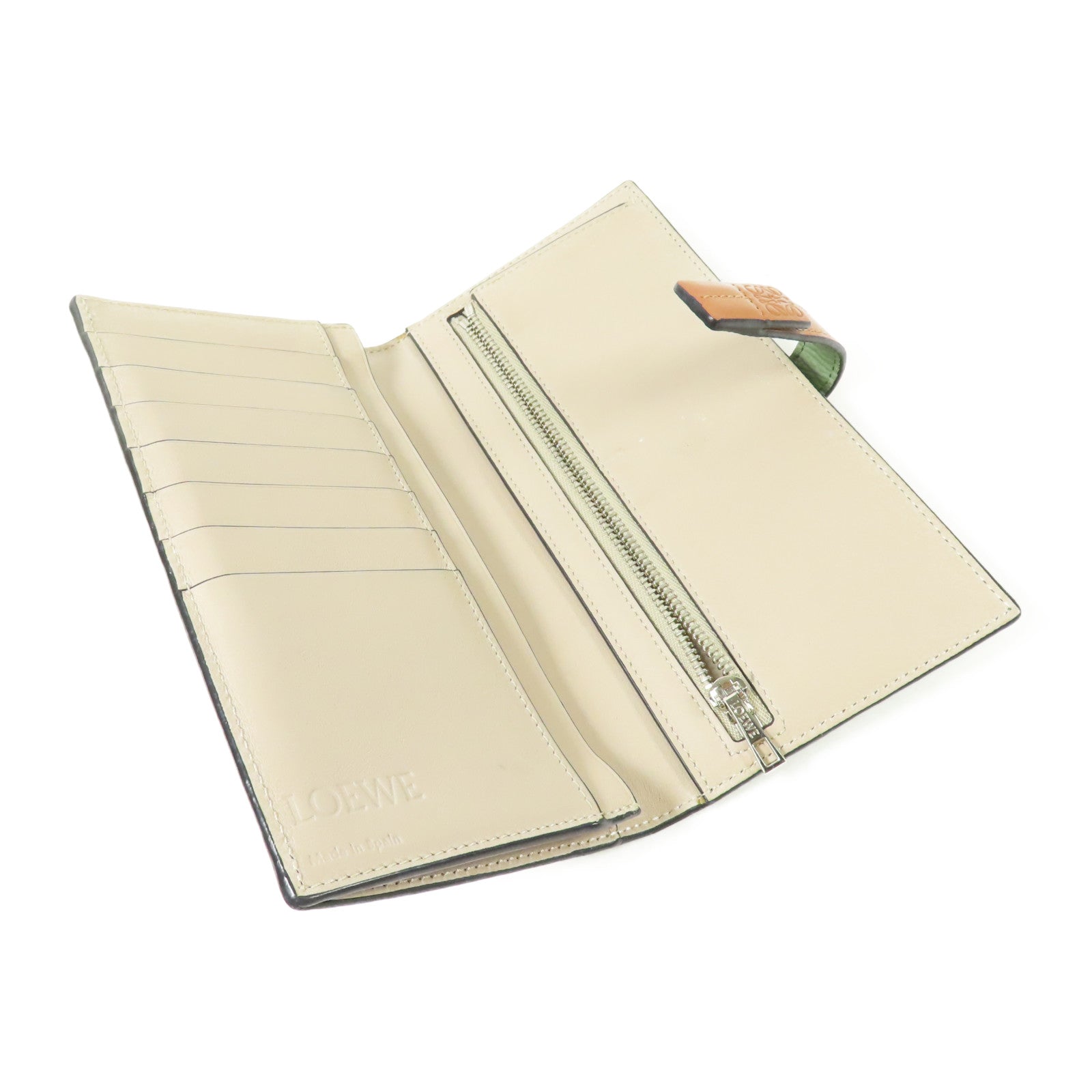 LOEWE 牛皮皮革Large Vertical Wallet銀扣長錢包