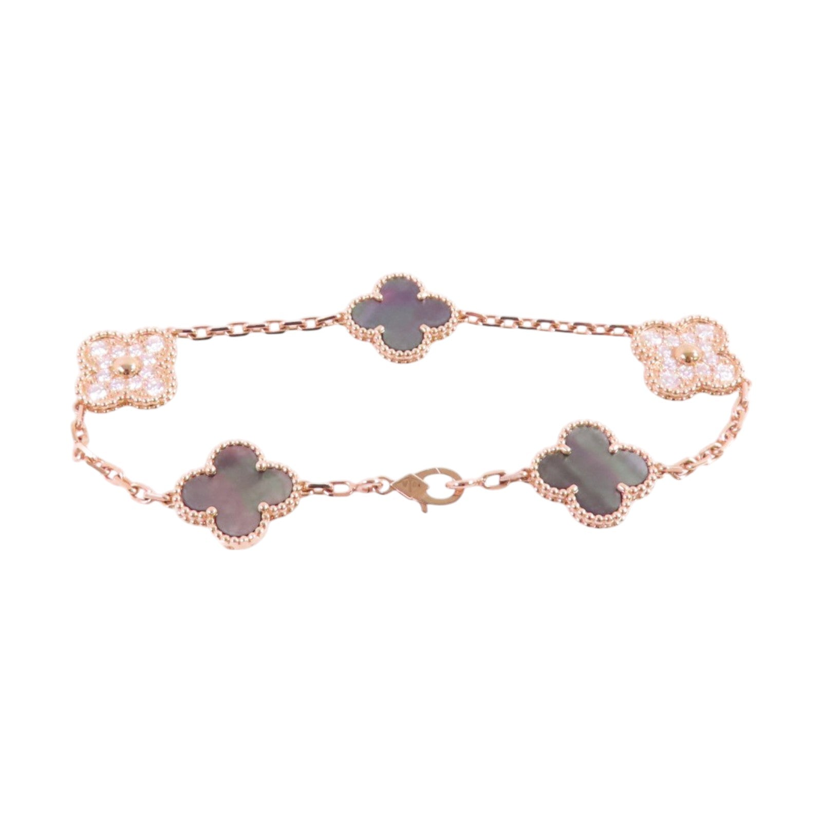 Van Cleef & Arpels 18K玫瑰金/鑽石/珍珠母Vintage Alhambra Bracelet手鏈