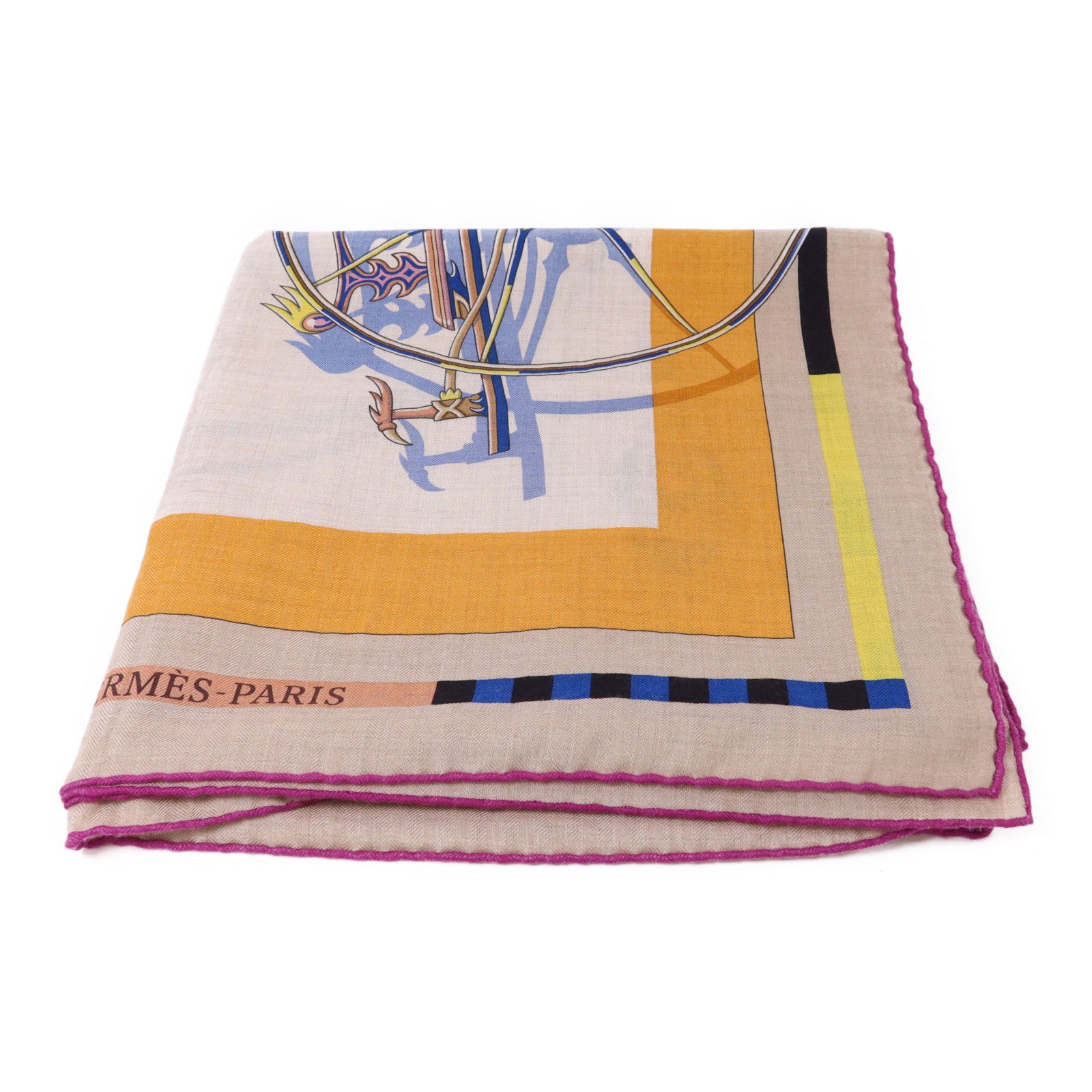 HERMES 絲質/羊絨Scarf 140X140絲巾