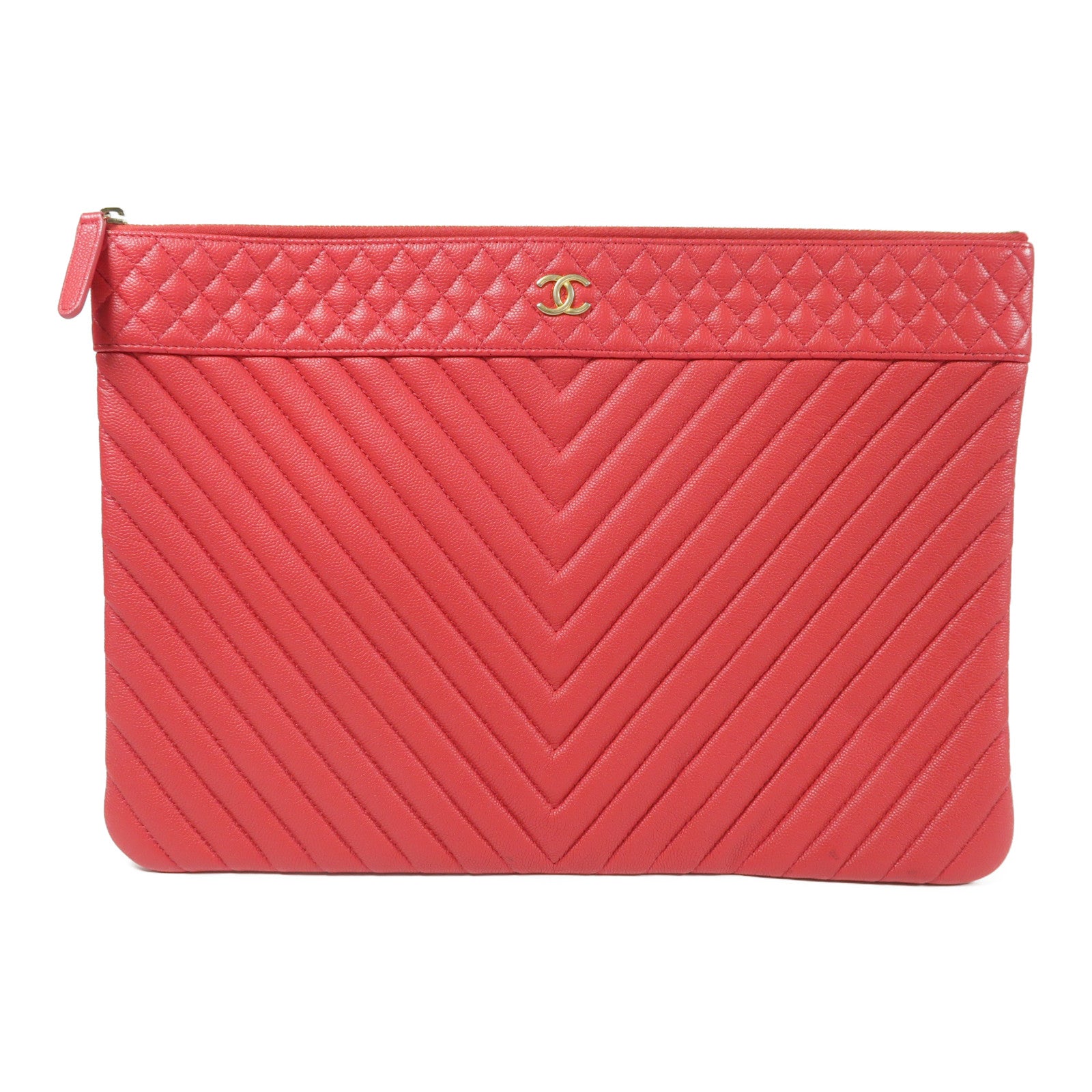 CHANEL 牛皮皮革Pouch金扣手拿包
