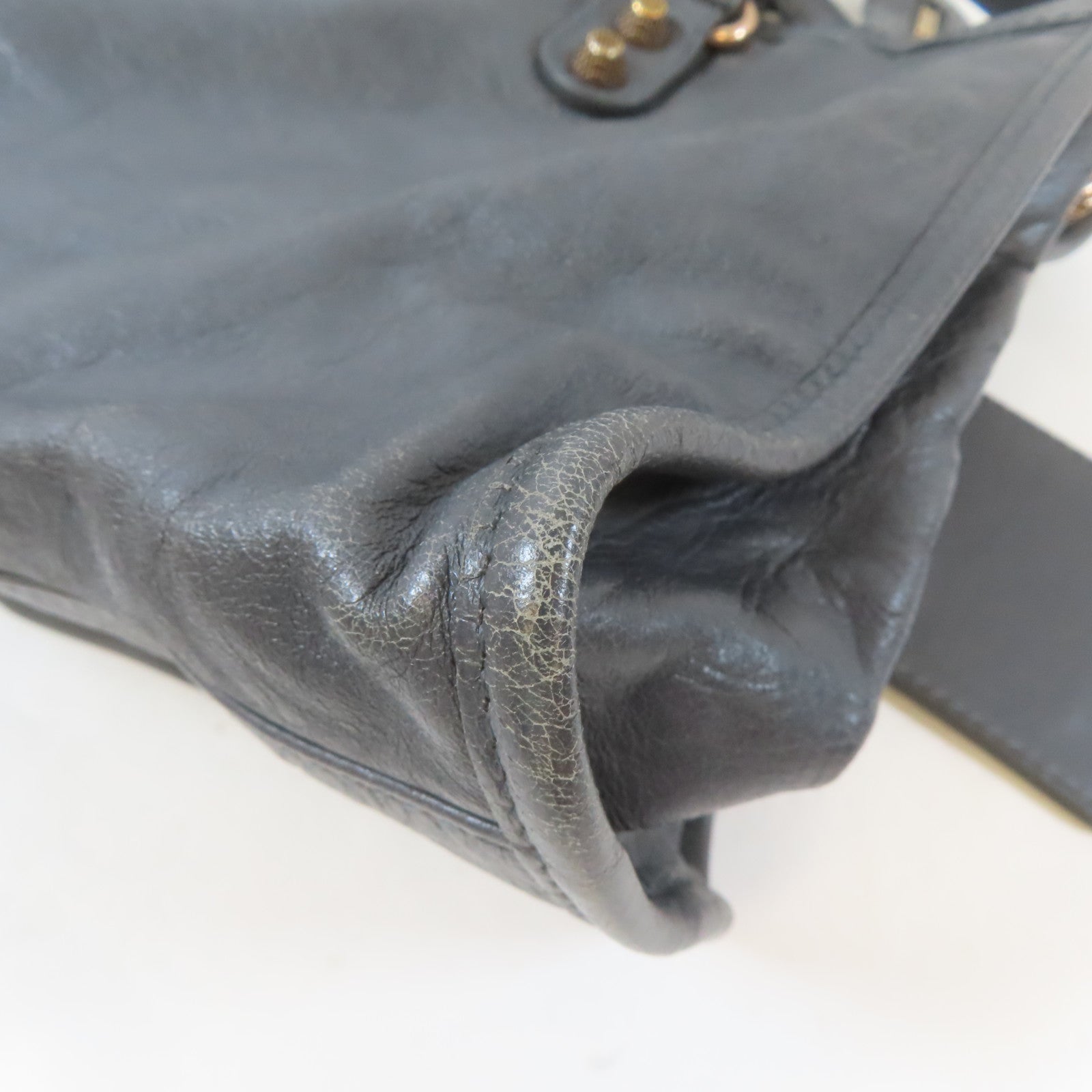BALENCIAGA 牛皮皮革Giant City Medium金扣手挽肩背兩用袋灰色