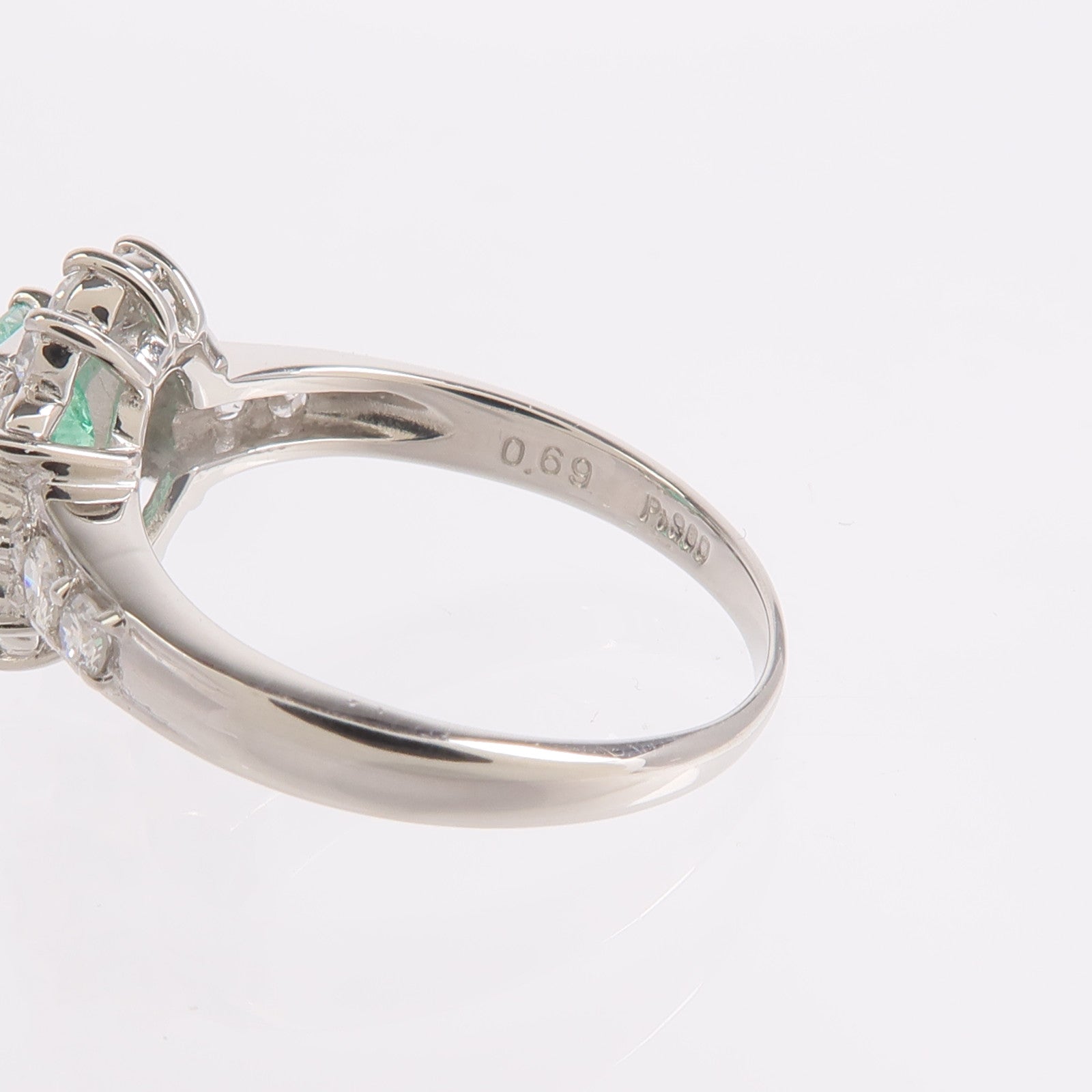 JEWELRY PT900鉑金Emerald Diamond Ring綠寶石/鑽石戒指