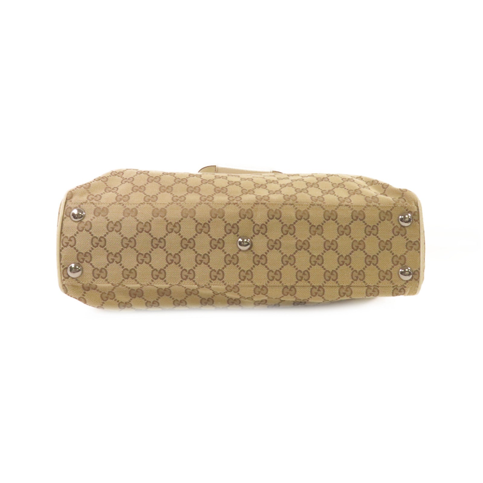 GUCCI GG帆布Tote Bag銀扣手挽袋啡色/米白色