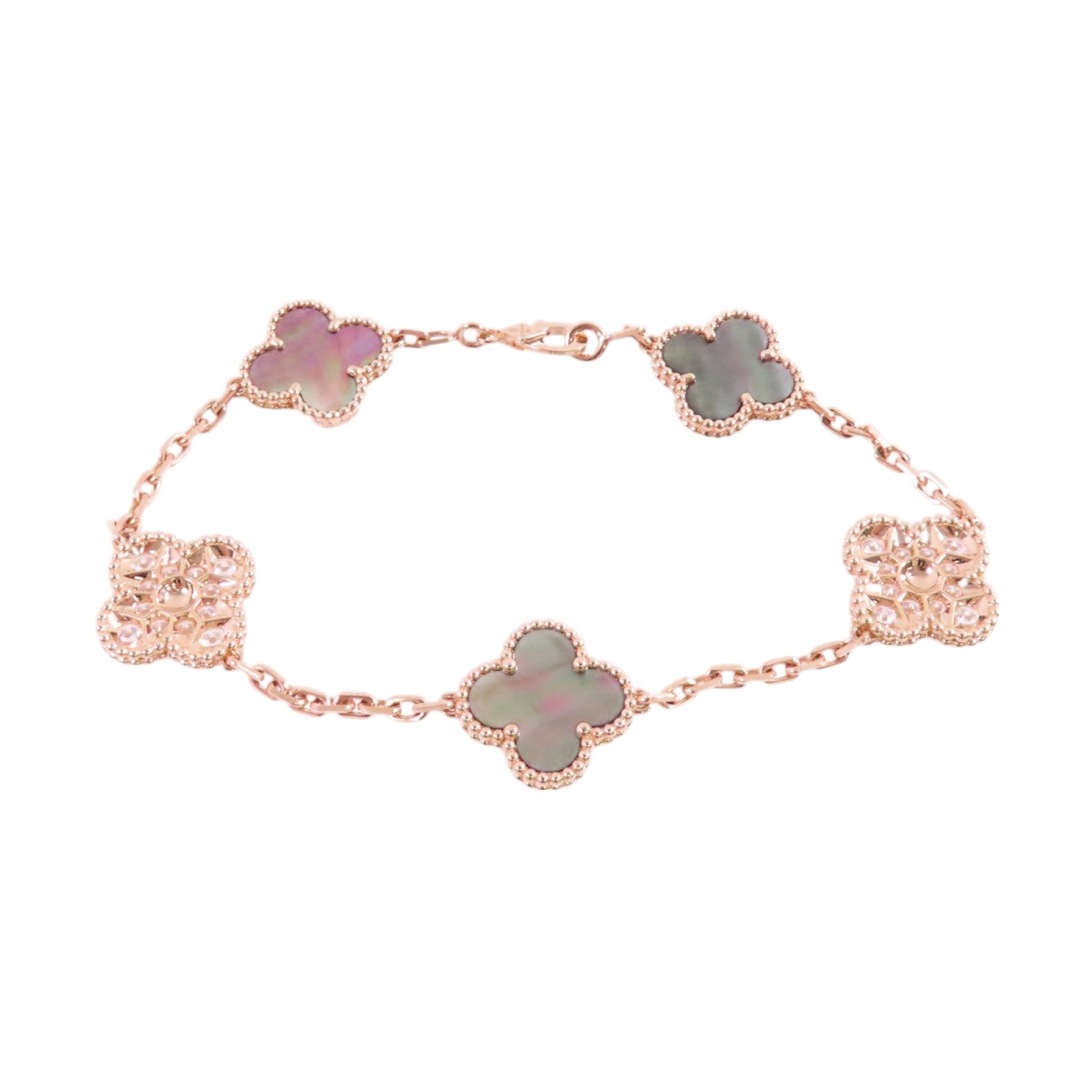 Van Cleef & Arpels 18K玫瑰金/鑽石/珍珠母Vintage Alhambra Bracelet手鏈