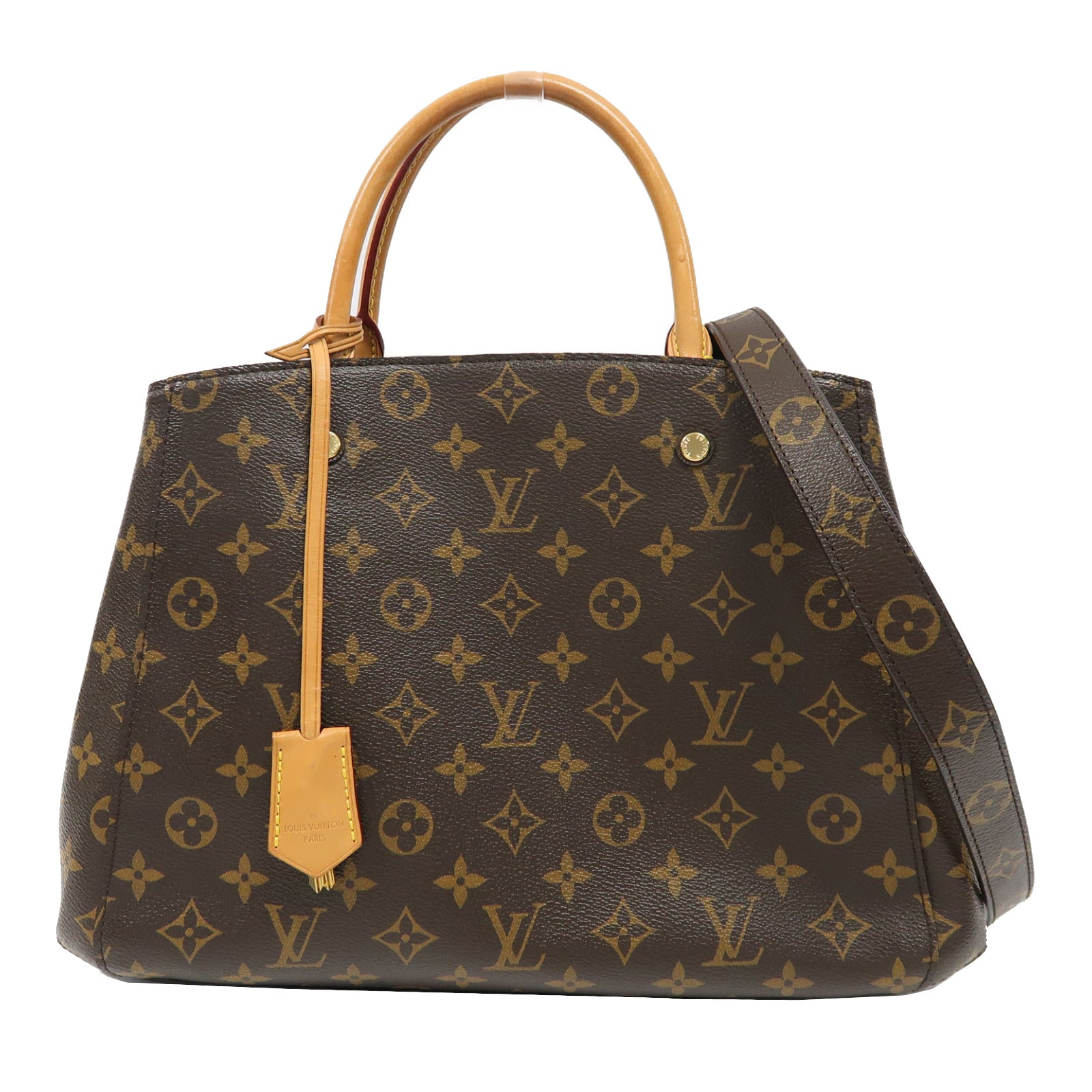 LOUIS VUITTON Monogram Montaigne MM金扣手挽肩背兩用袋啡色