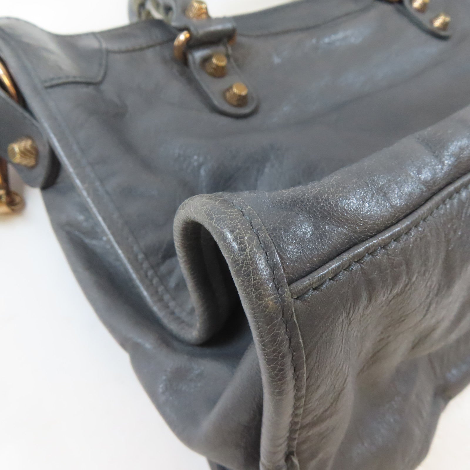 BALENCIAGA 牛皮皮革Giant City Medium金扣手挽肩背兩用袋灰色