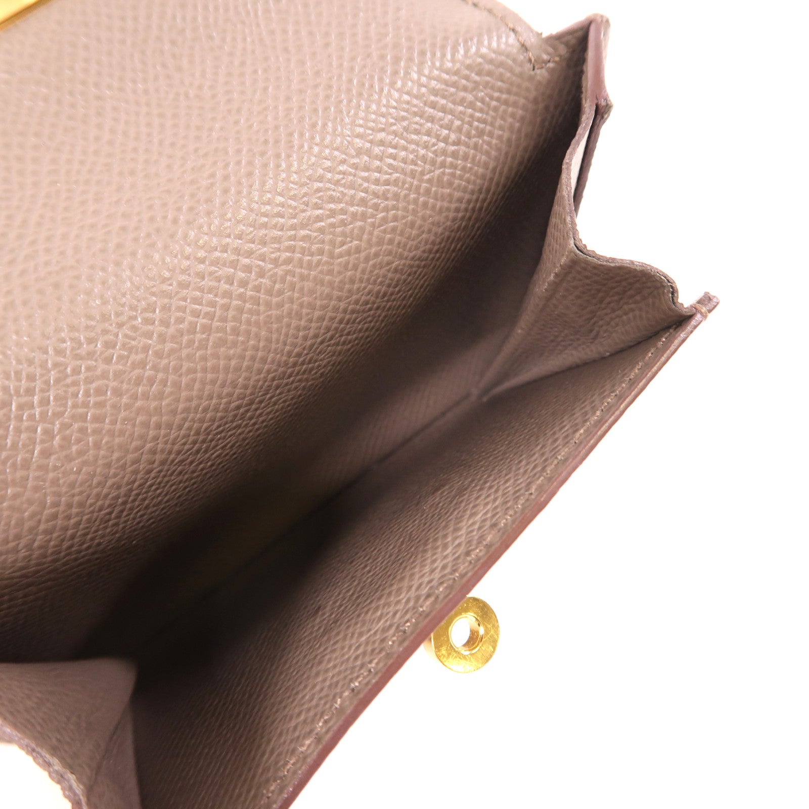 HERMES Epsom皮革Kelly Pocket金扣錢包Etain