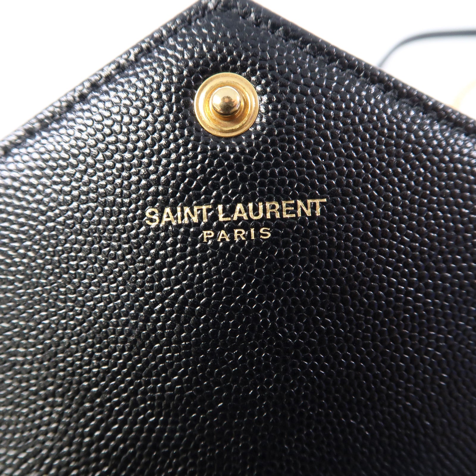 SAINT LAURENT 斜紋牛皮皮革Chain Shoulder Bag金扣鏈帶肩背袋黑色