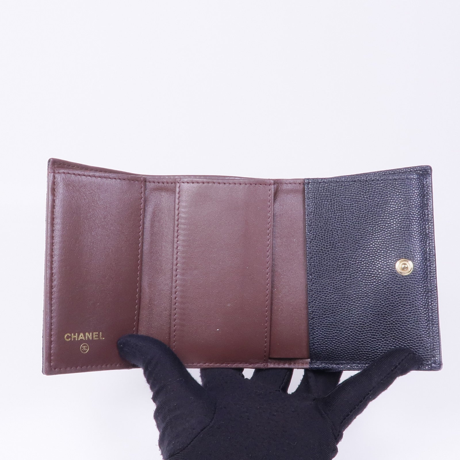 CHANEL 牛皮皮革Wallet金扣錢包