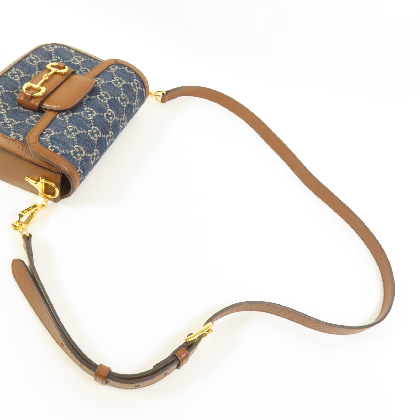 GUCCI Denim Horsebit 1955 Small肩背袋