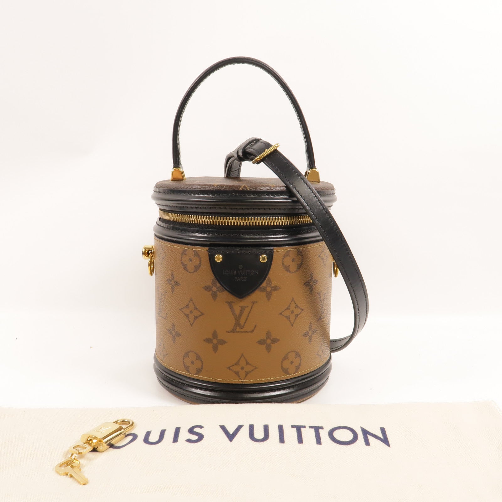 LOUIS VUITTON Monogram Reverse Cannes金扣手挽肩背兩用袋