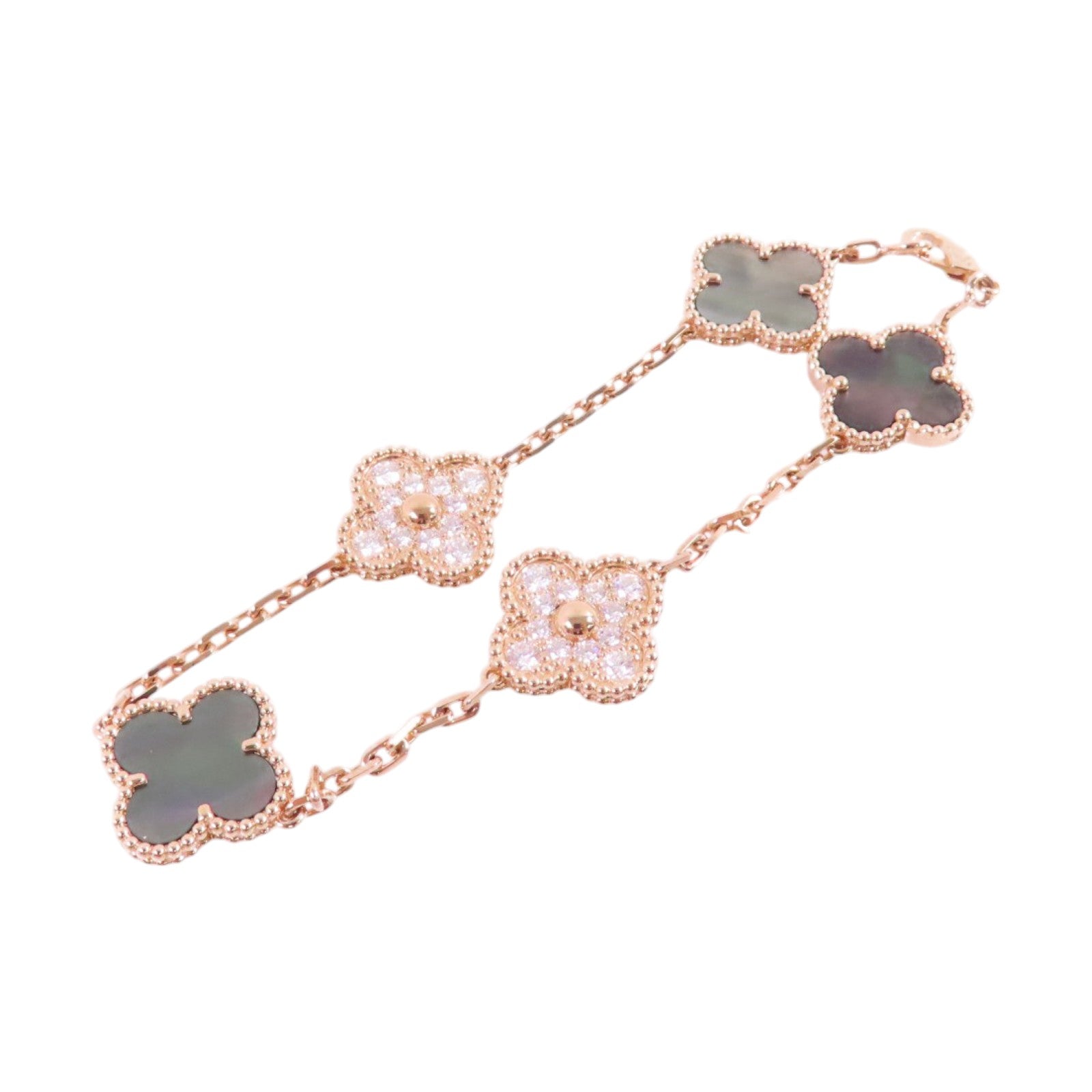 Van Cleef & Arpels 18K玫瑰金/鑽石/珍珠母Vintage Alhambra Bracelet手鏈