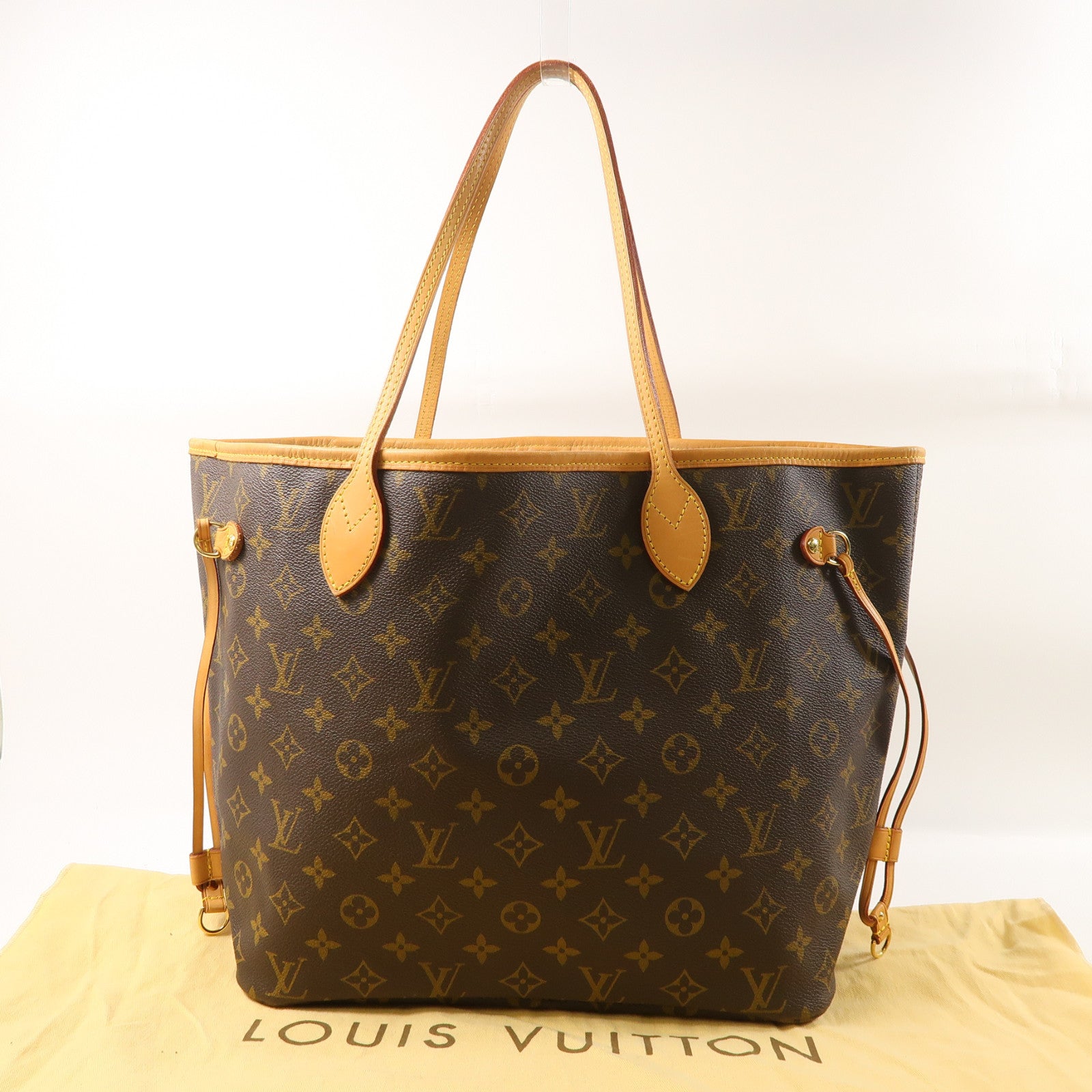 LOUIS VUITTON Monogram Neverfull MM金扣肩背袋啡色