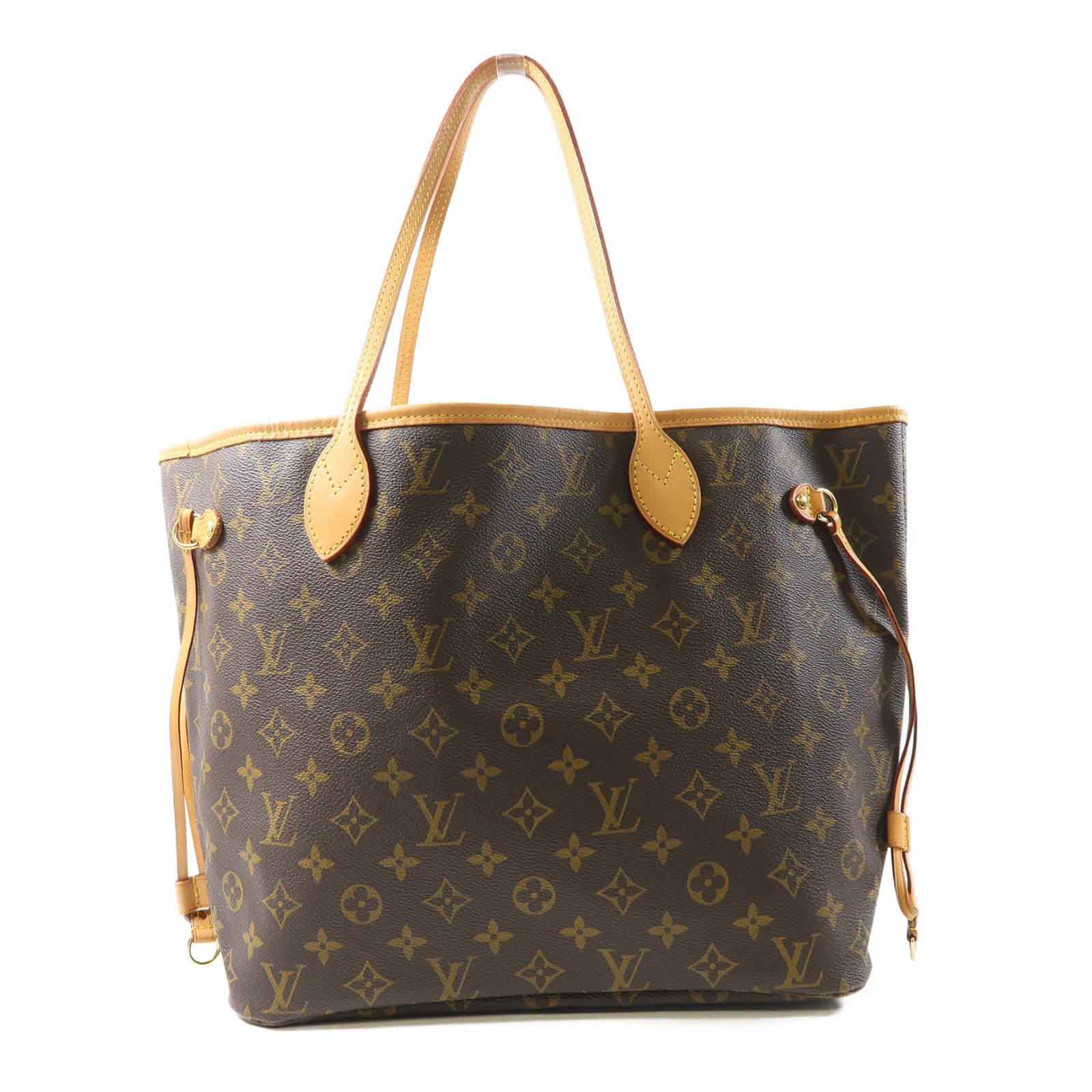 LOUIS VUITTON Monogram Neverfull MM金扣肩背袋啡色