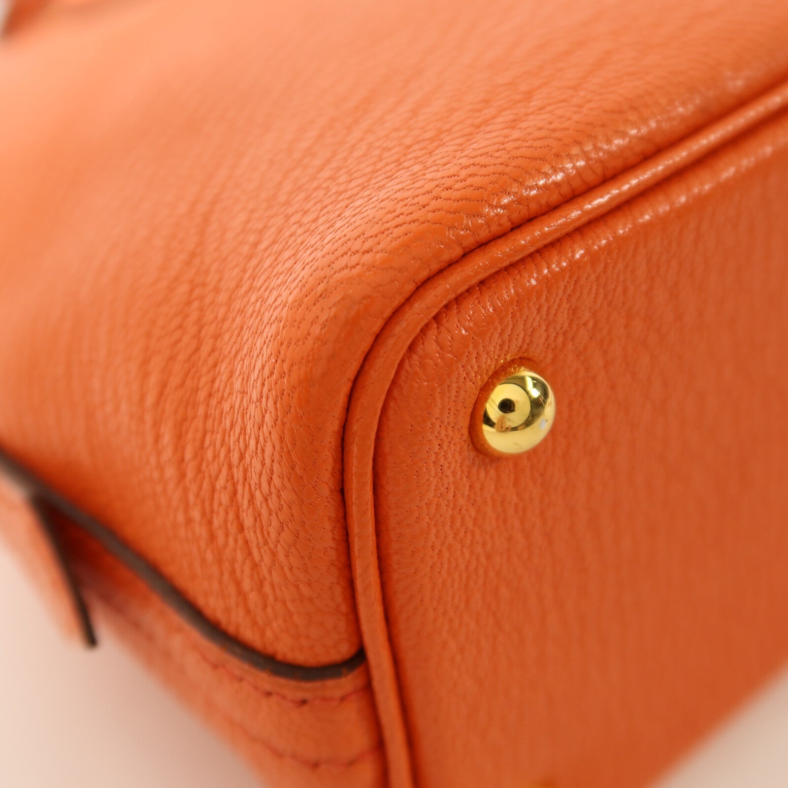 HERMES Chevre皮革Mini Bolide金扣手挽肩背兩用袋Orange Poppy