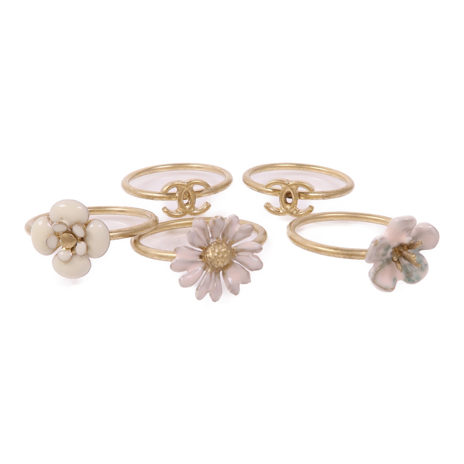 CHANEL 金屬/PVC A Set of 5 Rings戒指US#6.5