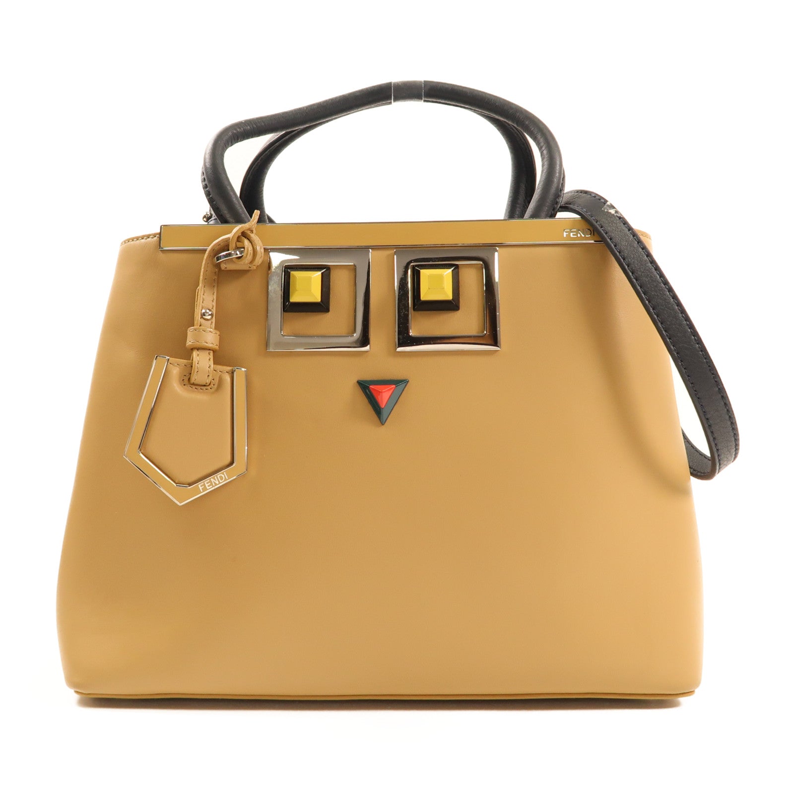 FENDI SHW 2 Jours Bag 2 Way Shoulder Handbag 03070249 Calfskin Leather Brown