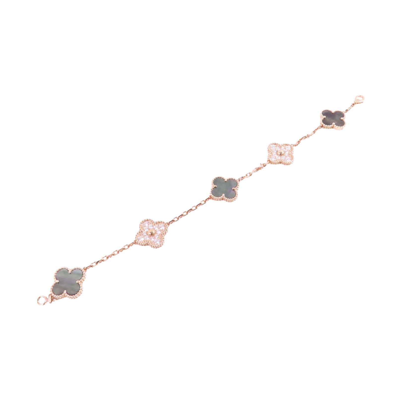 Van Cleef & Arpels 18K玫瑰金/鑽石/珍珠母Vintage Alhambra Bracelet手鏈