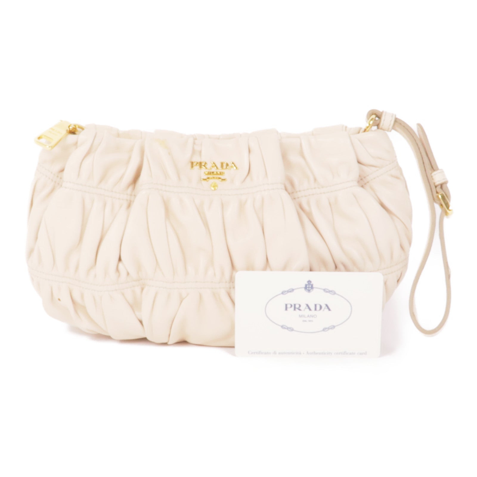 PRADA 皮革Pouch金扣手拿包