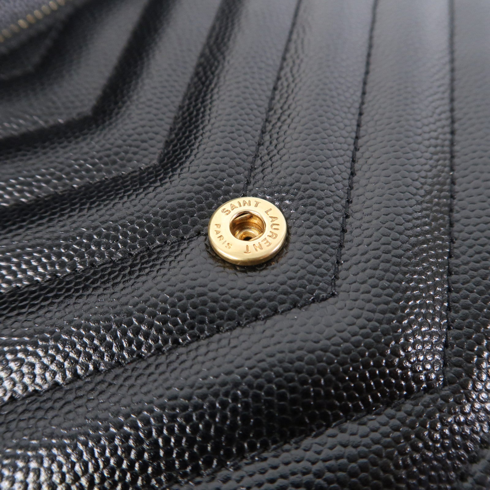 SAINT LAURENT 斜紋牛皮皮革Chain Shoulder Bag金扣鏈帶肩背袋黑色