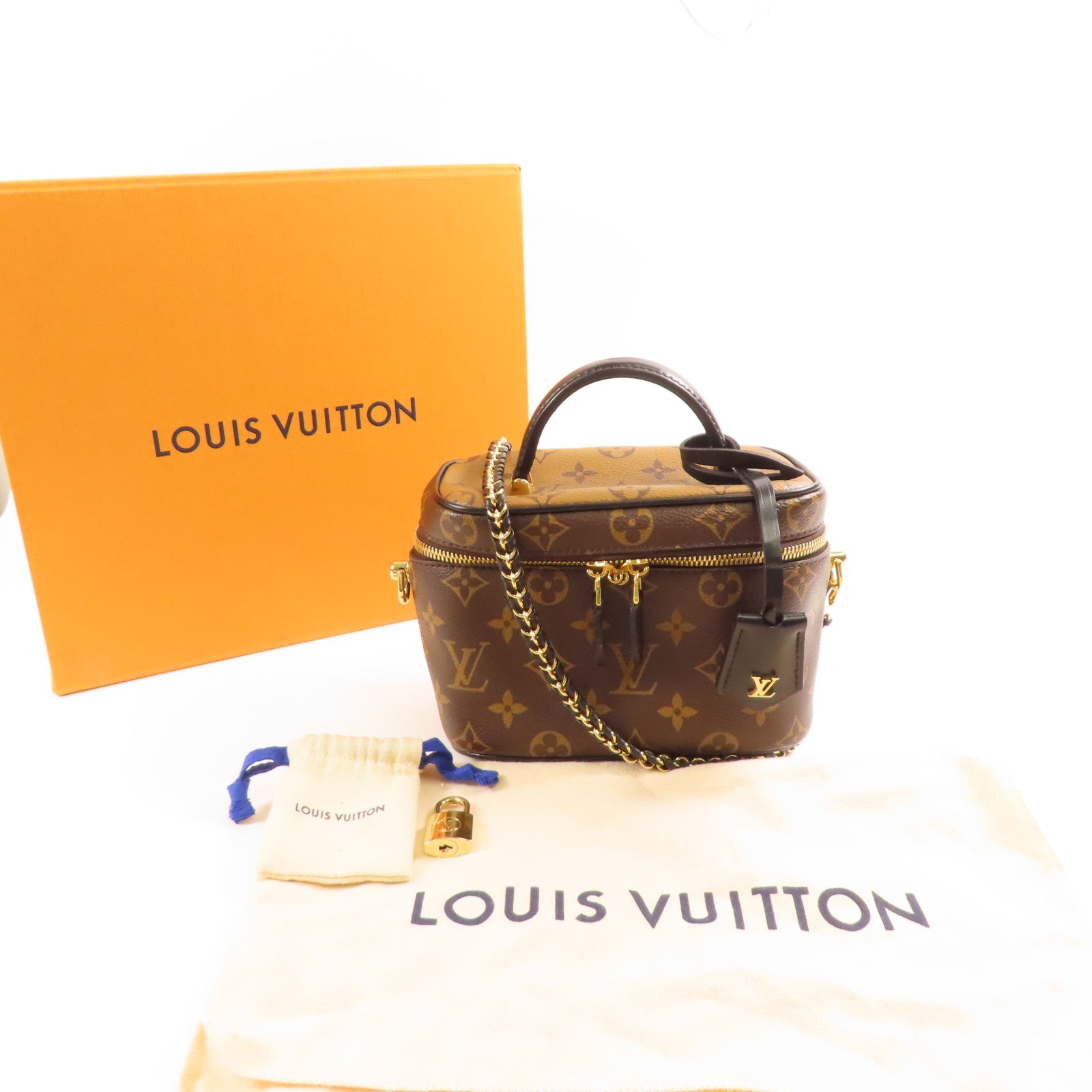 LOUIS VUITTON 【激減優惠】Monogram Reverse Vanity PM金扣手挽肩背兩用袋棕色