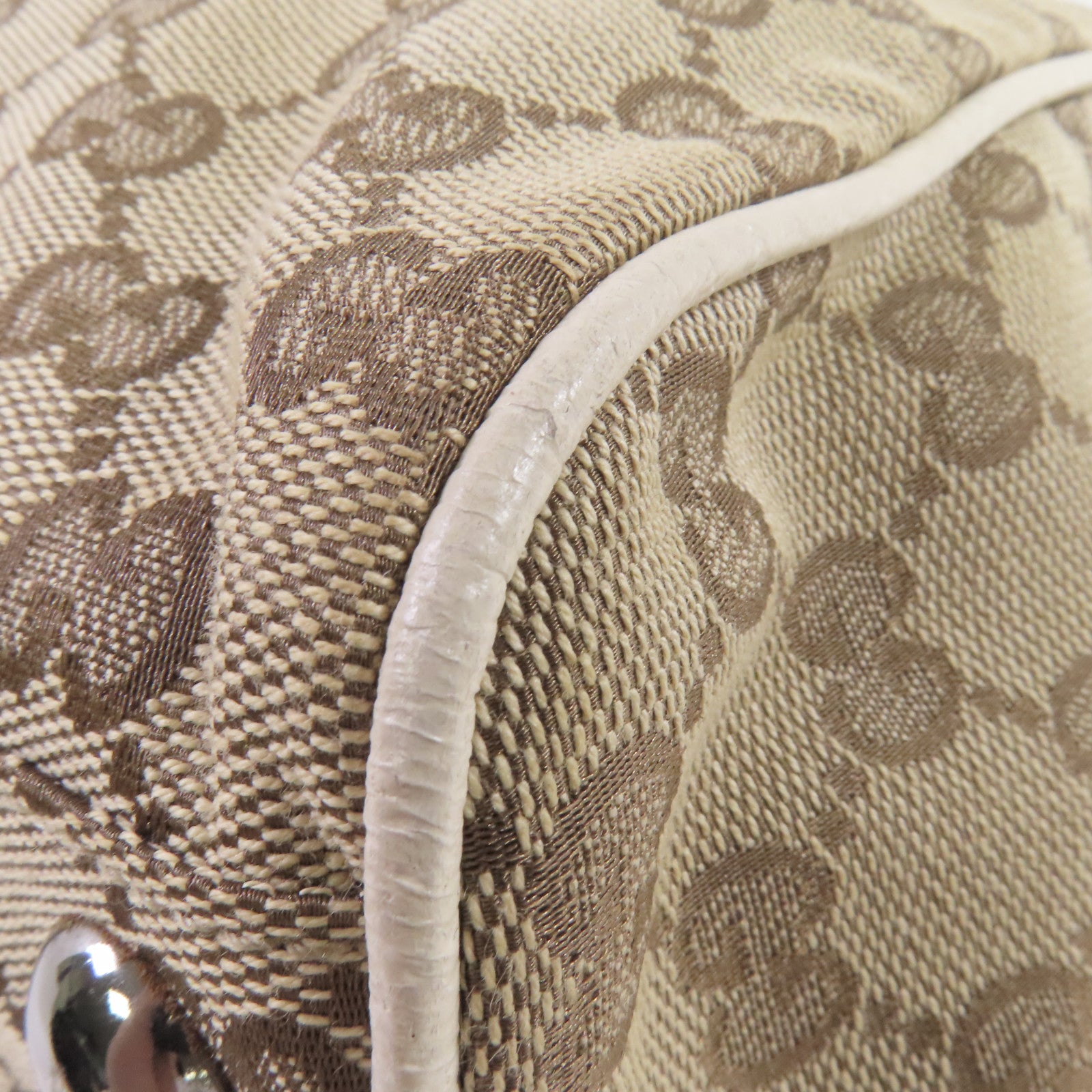 GUCCI GG帆布Tote Bag銀扣手挽袋啡色/米白色