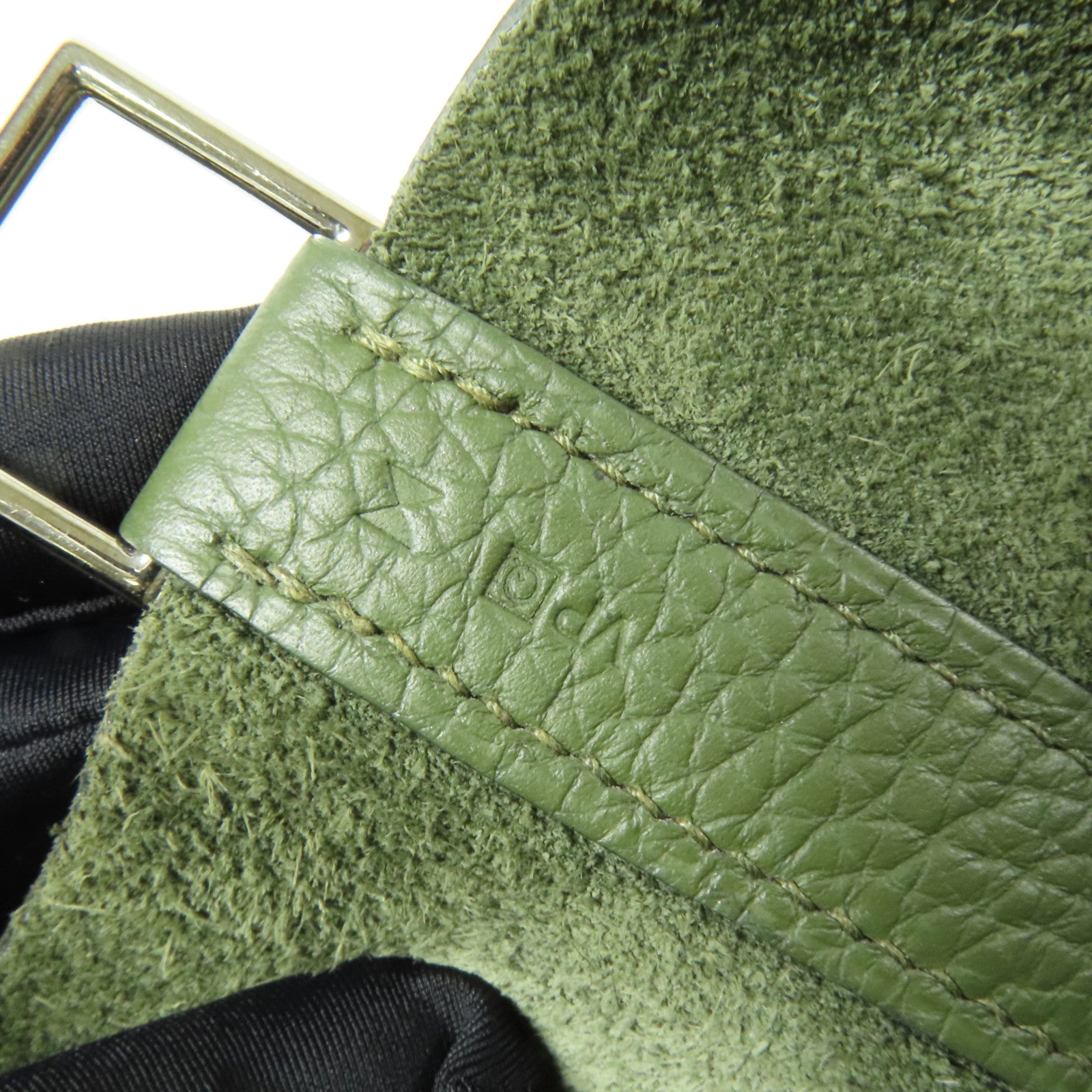 HERMES Clemence皮革Picotin GM銀扣手挽袋Olive Green