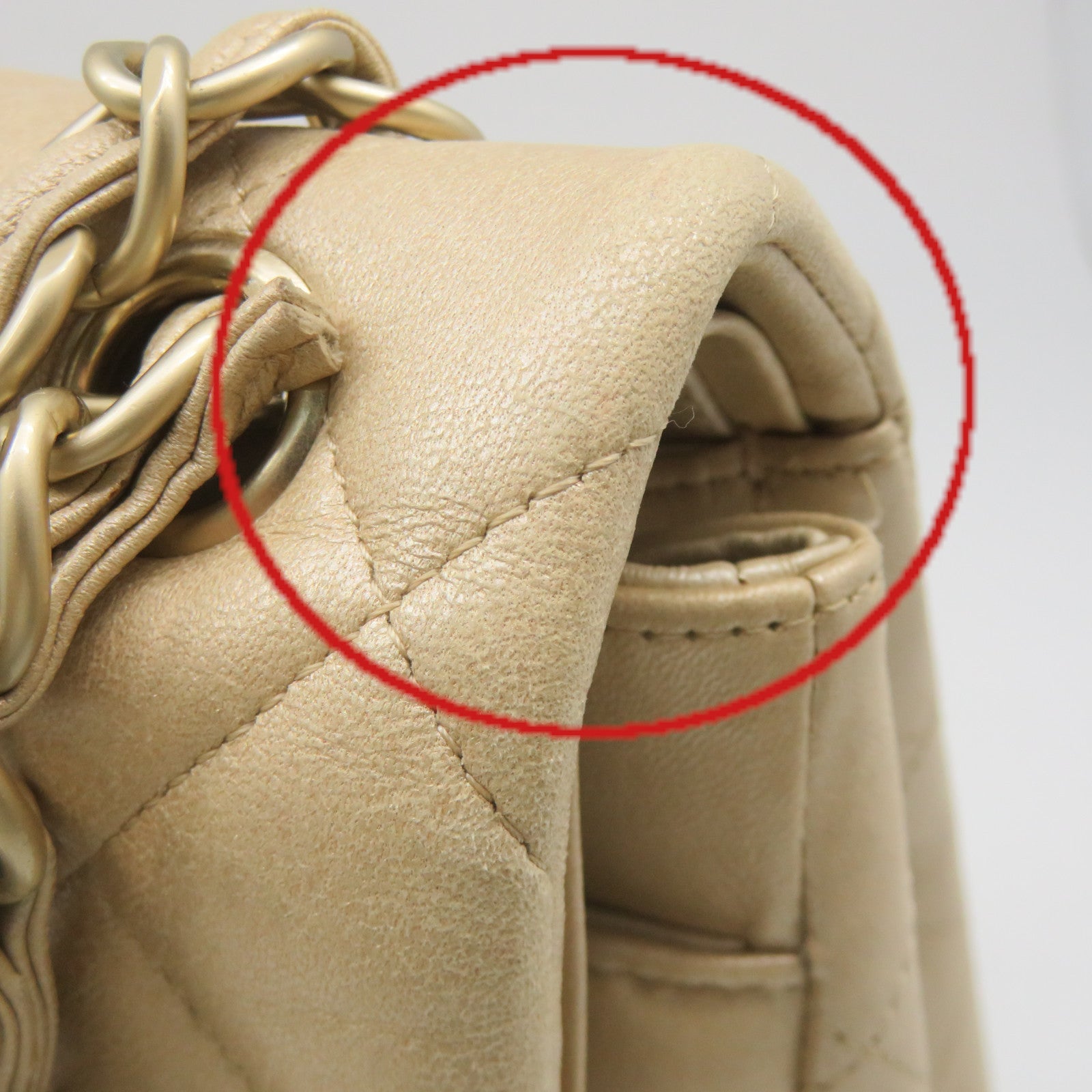 CHANEL 【激減優惠】菱格羊皮皮革Jumbo Chain Shoulder Bag金扣鏈帶肩背袋金色