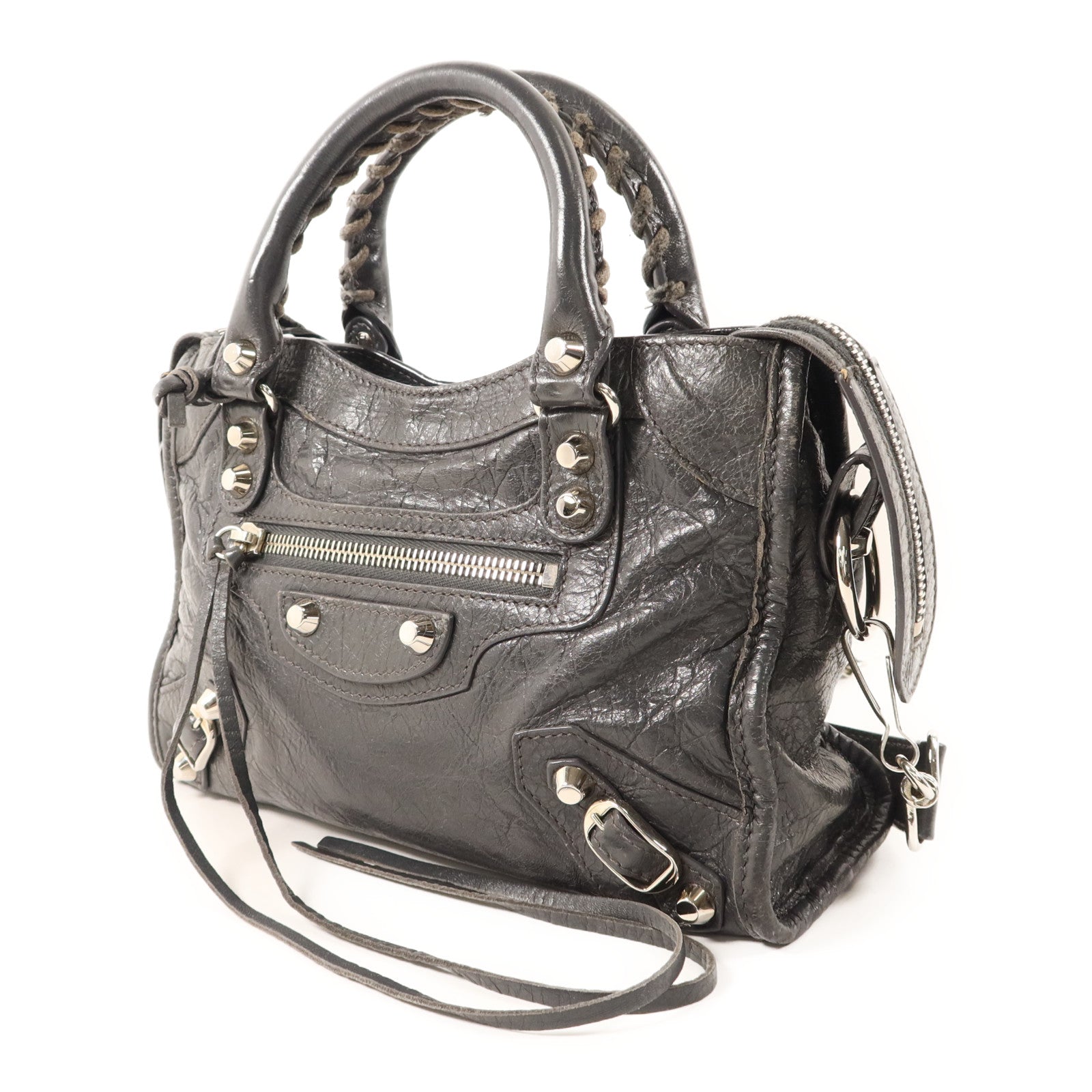 BALENCIAGA 羊皮皮革Mini City銀扣手挽肩背兩用袋