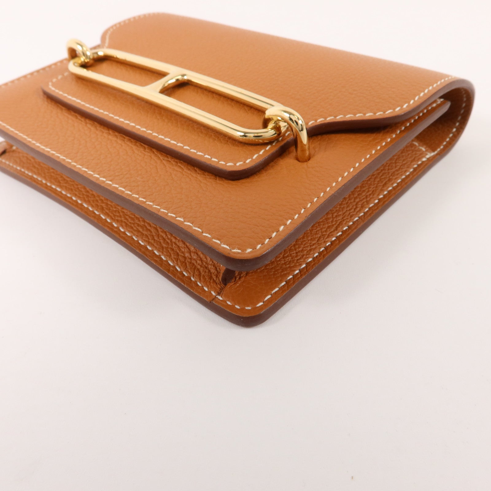 HERMES Evercolor皮革Roulis Slim錢包Gold