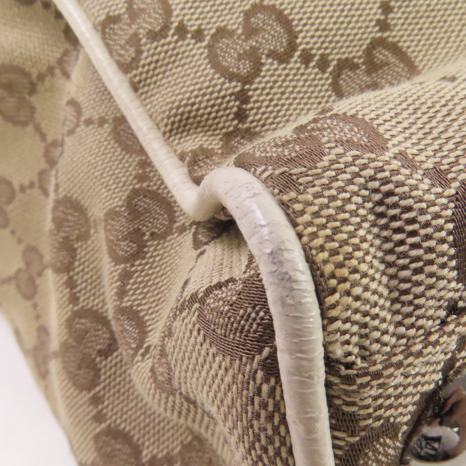 GUCCI GG帆布Tote Bag銀扣手挽袋啡色/米白色