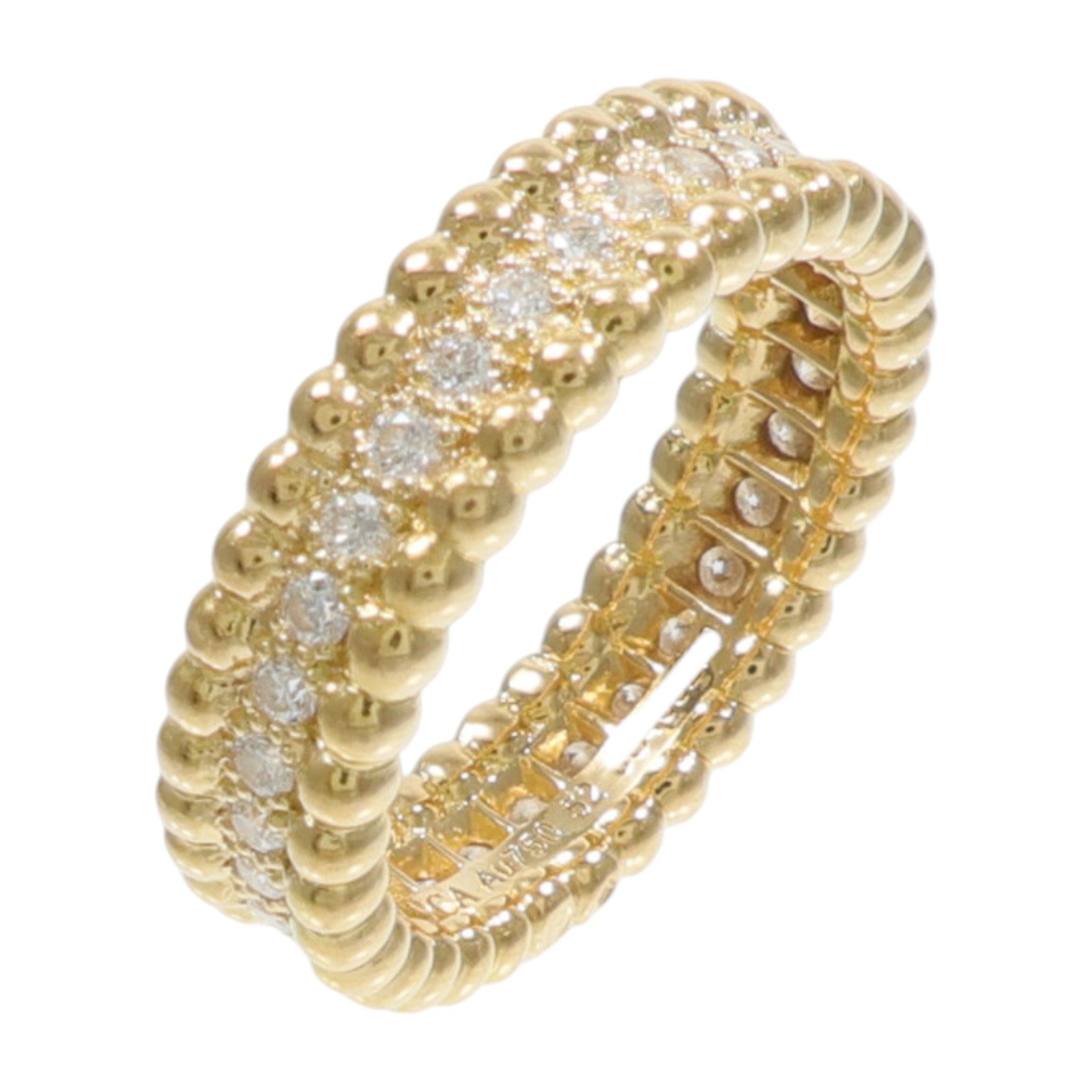 Van Cleef & Arpels 18K黃金Perlee Diamond鑽石戒指