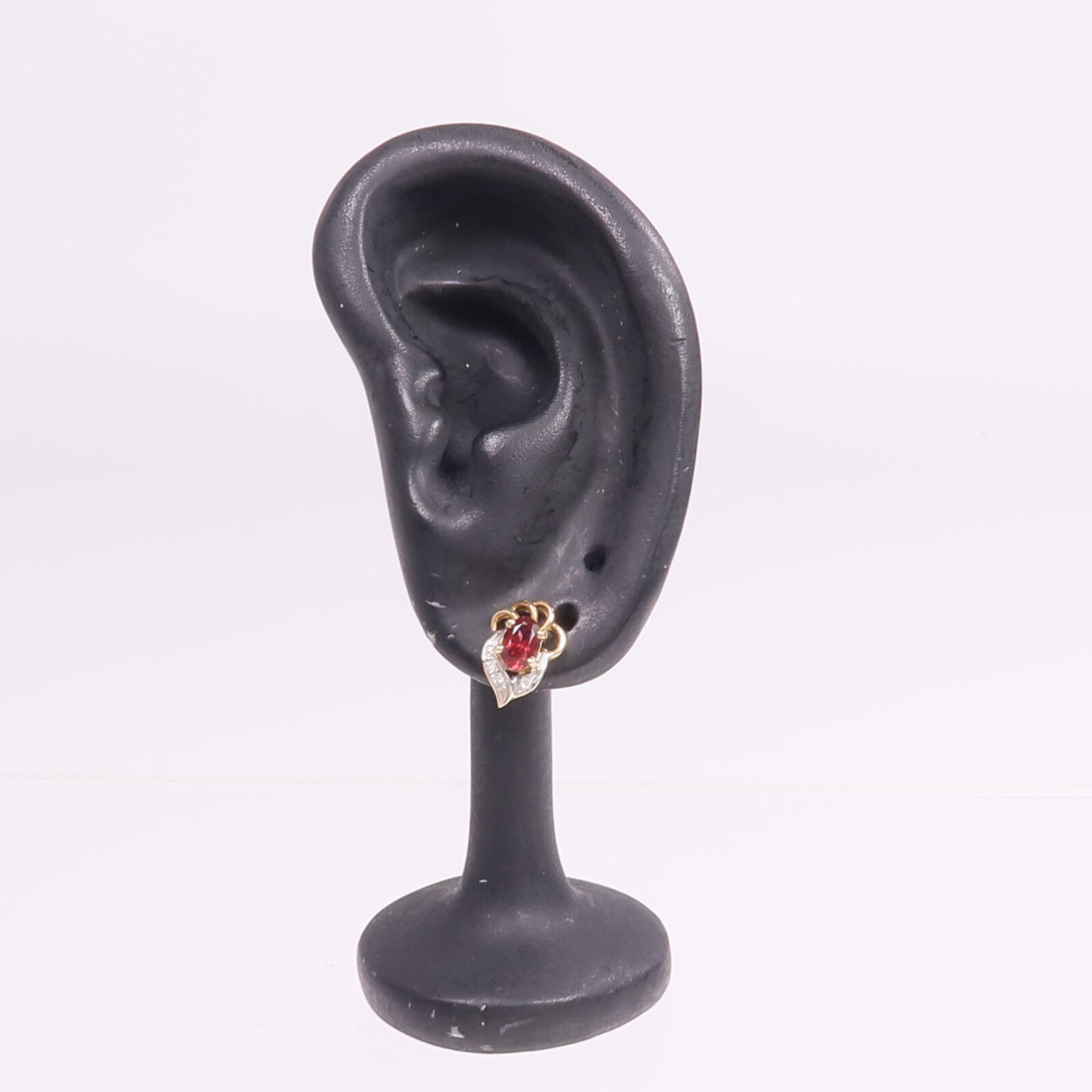 JEWELRY 14K黃金/白金Garnet Diamond Earrings石榴石/鑽石耳環