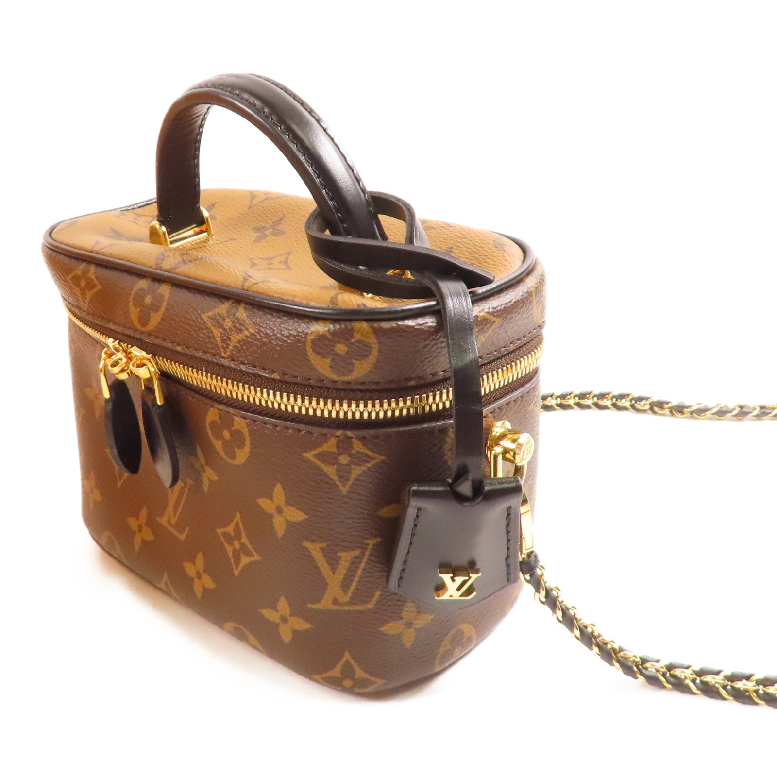 LOUIS VUITTON 【激減優惠】Monogram Reverse Vanity PM金扣手挽肩背兩用袋棕色