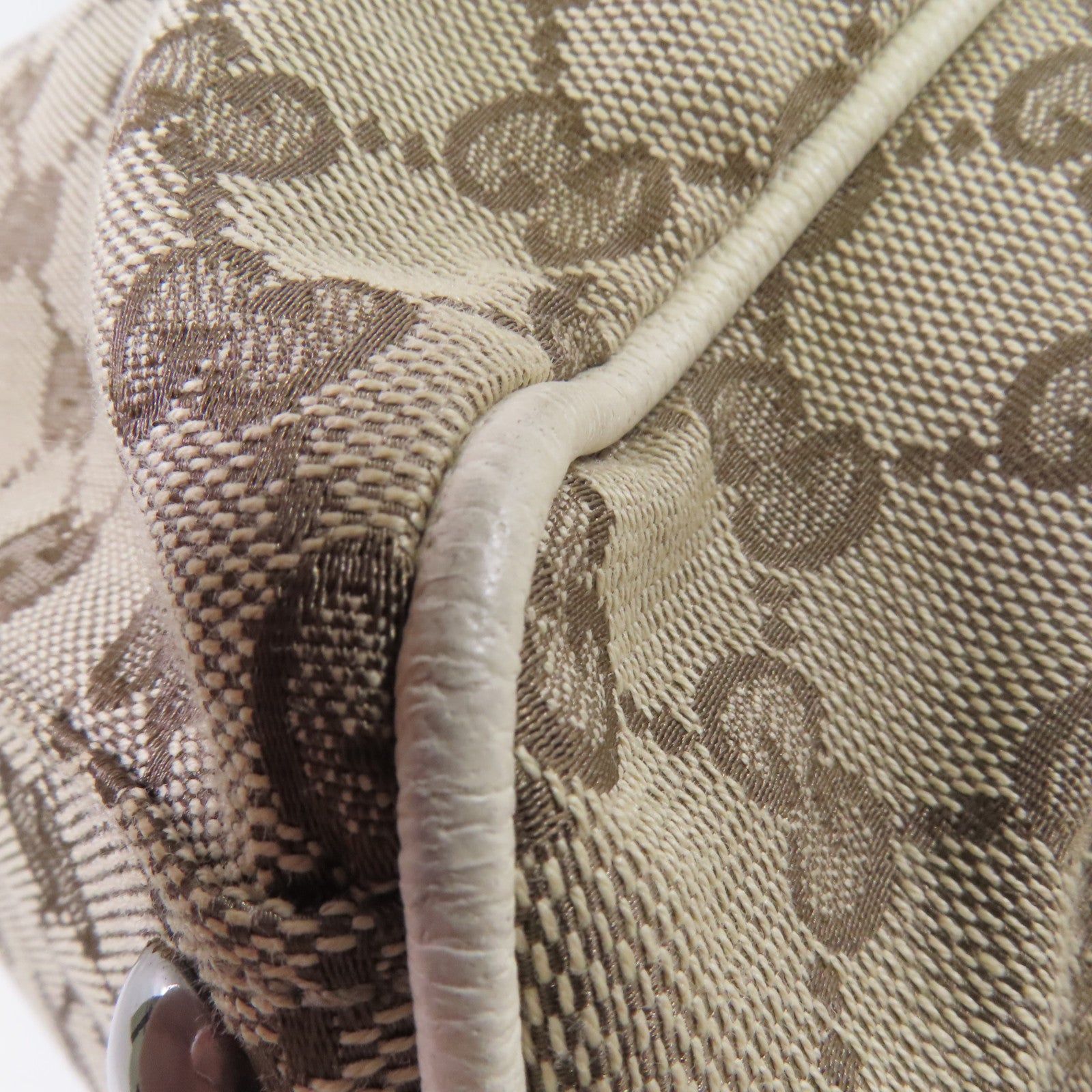 GUCCI GG帆布Tote Bag銀扣手挽袋啡色/米白色
