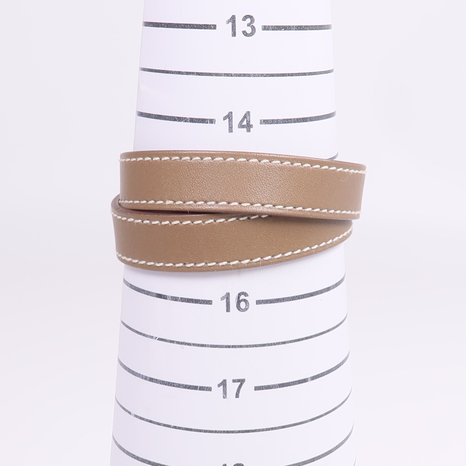 HERMES Swift皮革Kelly Double Tour Bracelet銀扣手帶Etoupe