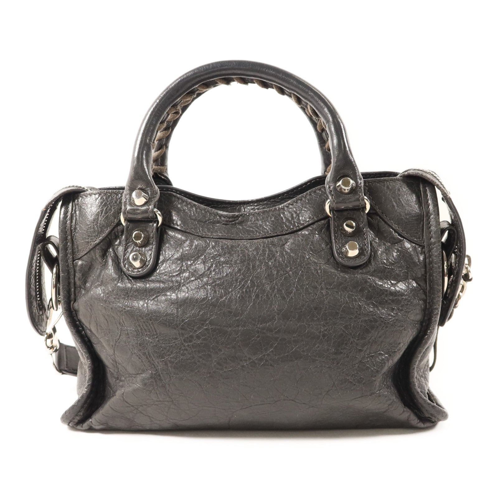 BALENCIAGA 羊皮皮革Mini City銀扣手挽肩背兩用袋