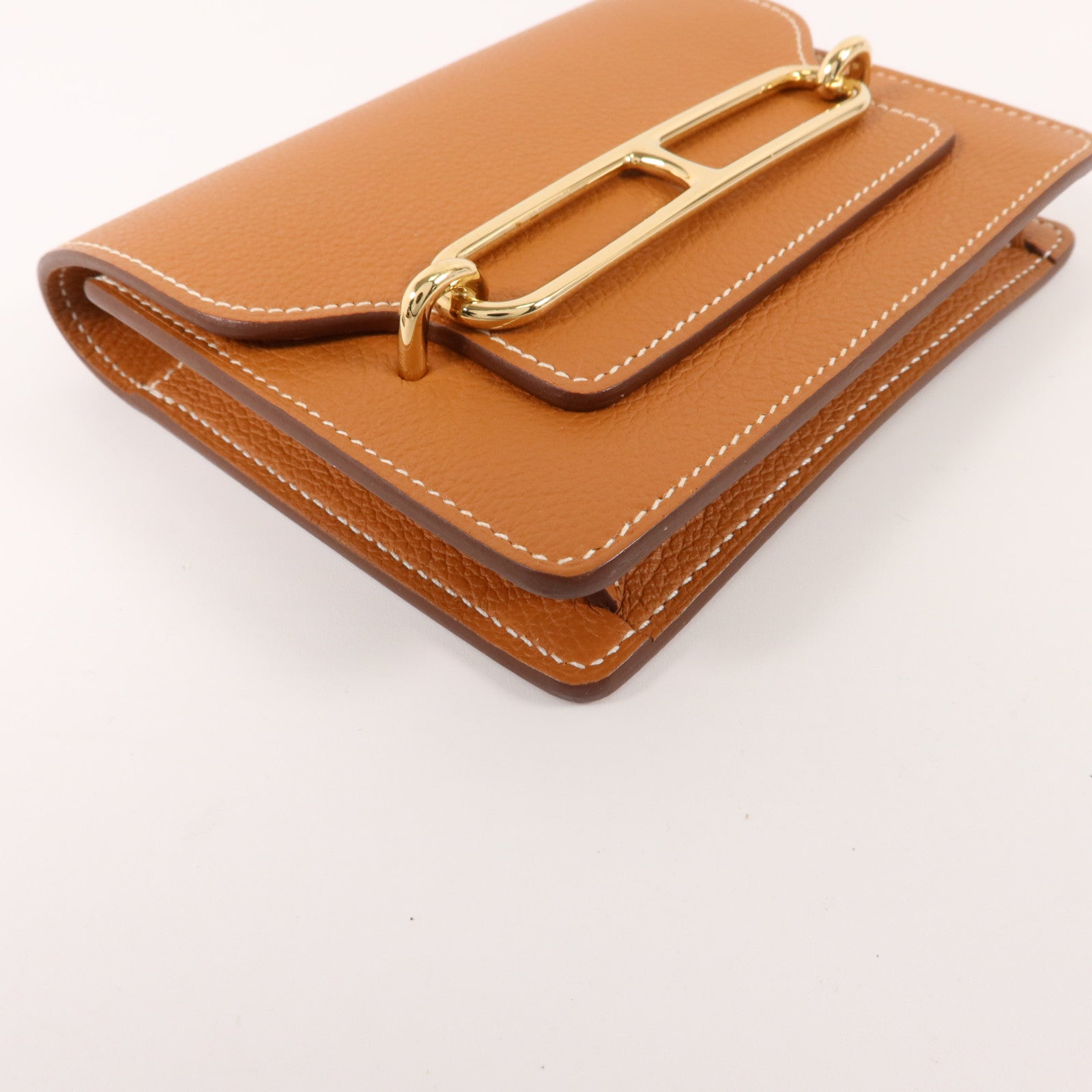 HERMES Evercolor皮革Roulis Slim錢包Gold