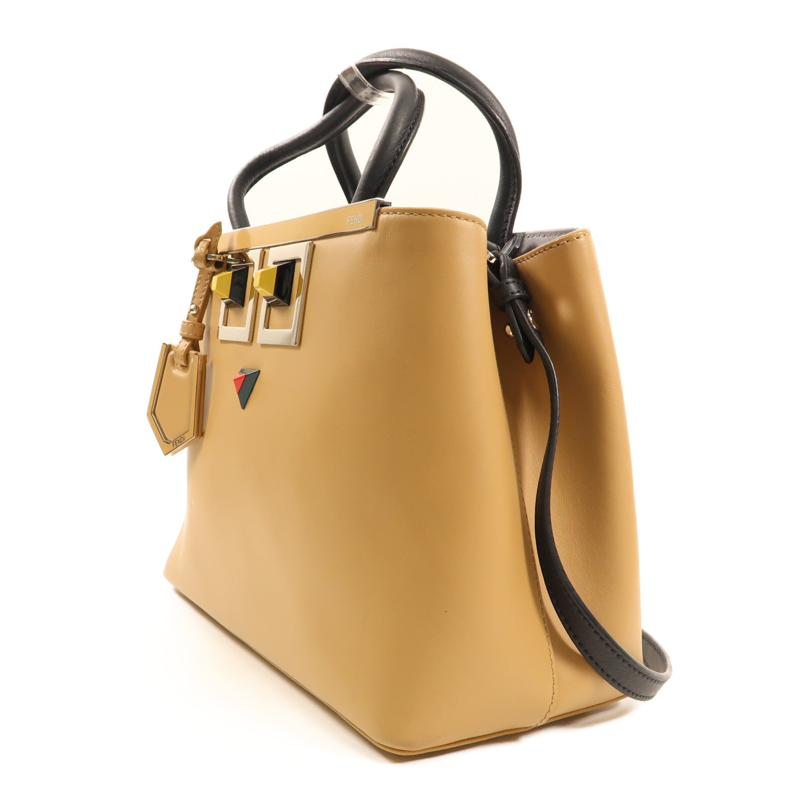 FENDI SHW 2 Jours Bag 2 Way Shoulder Handbag 03070249 Calfskin Leather Brown