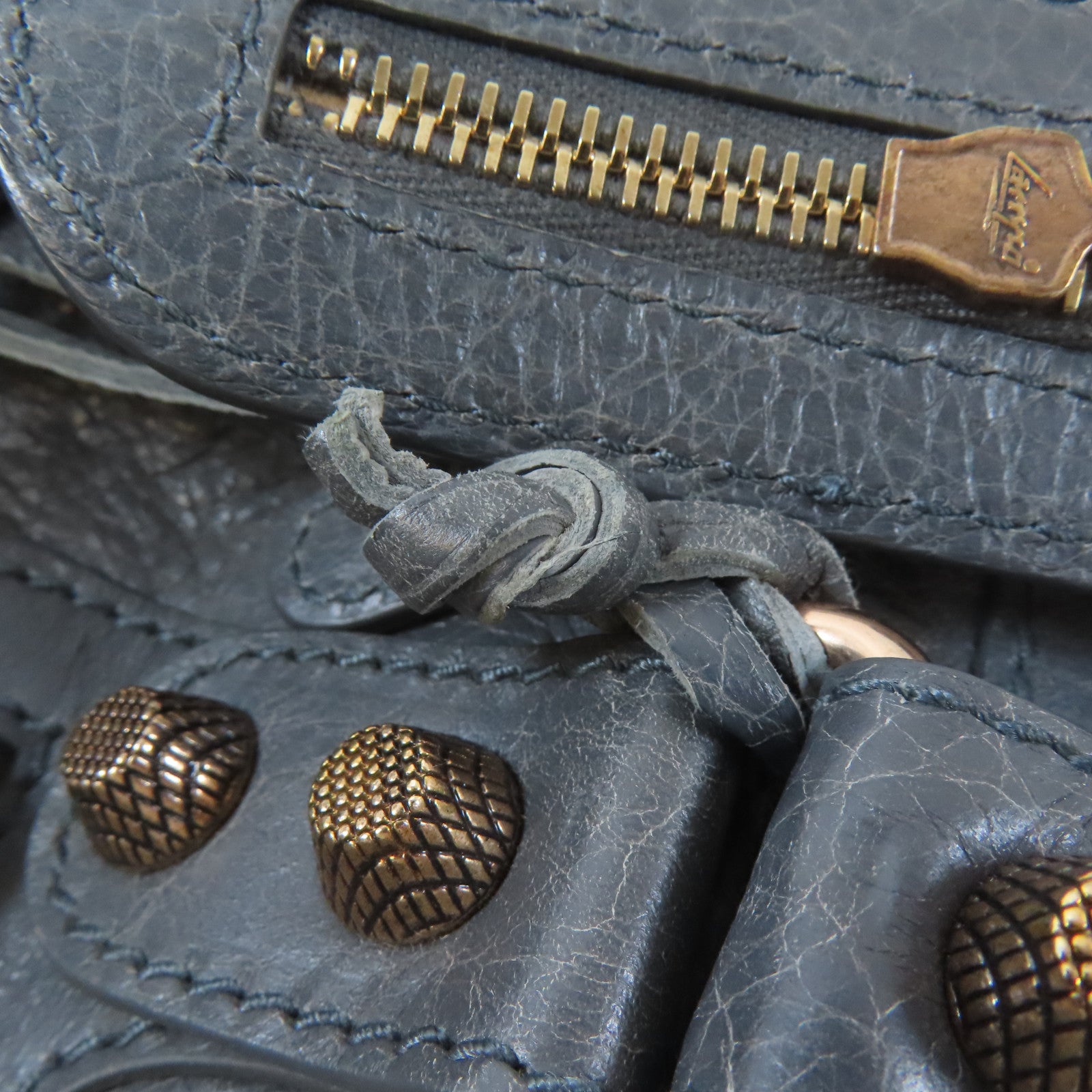 BALENCIAGA 牛皮皮革Giant City Medium金扣手挽肩背兩用袋灰色