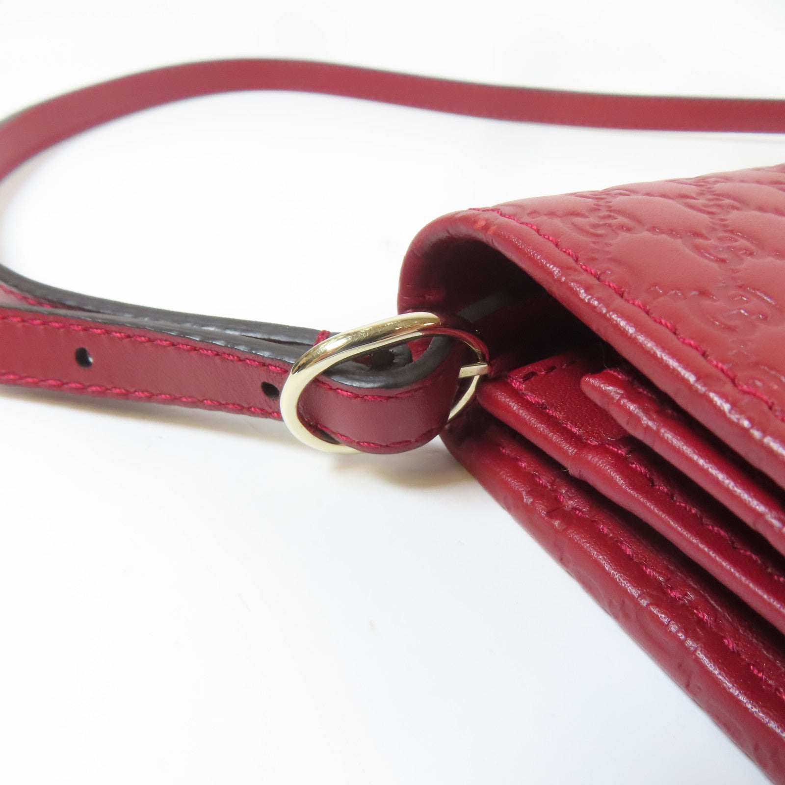 GUCCI 牛皮皮革Shoulder Bag金扣肩背袋紅色