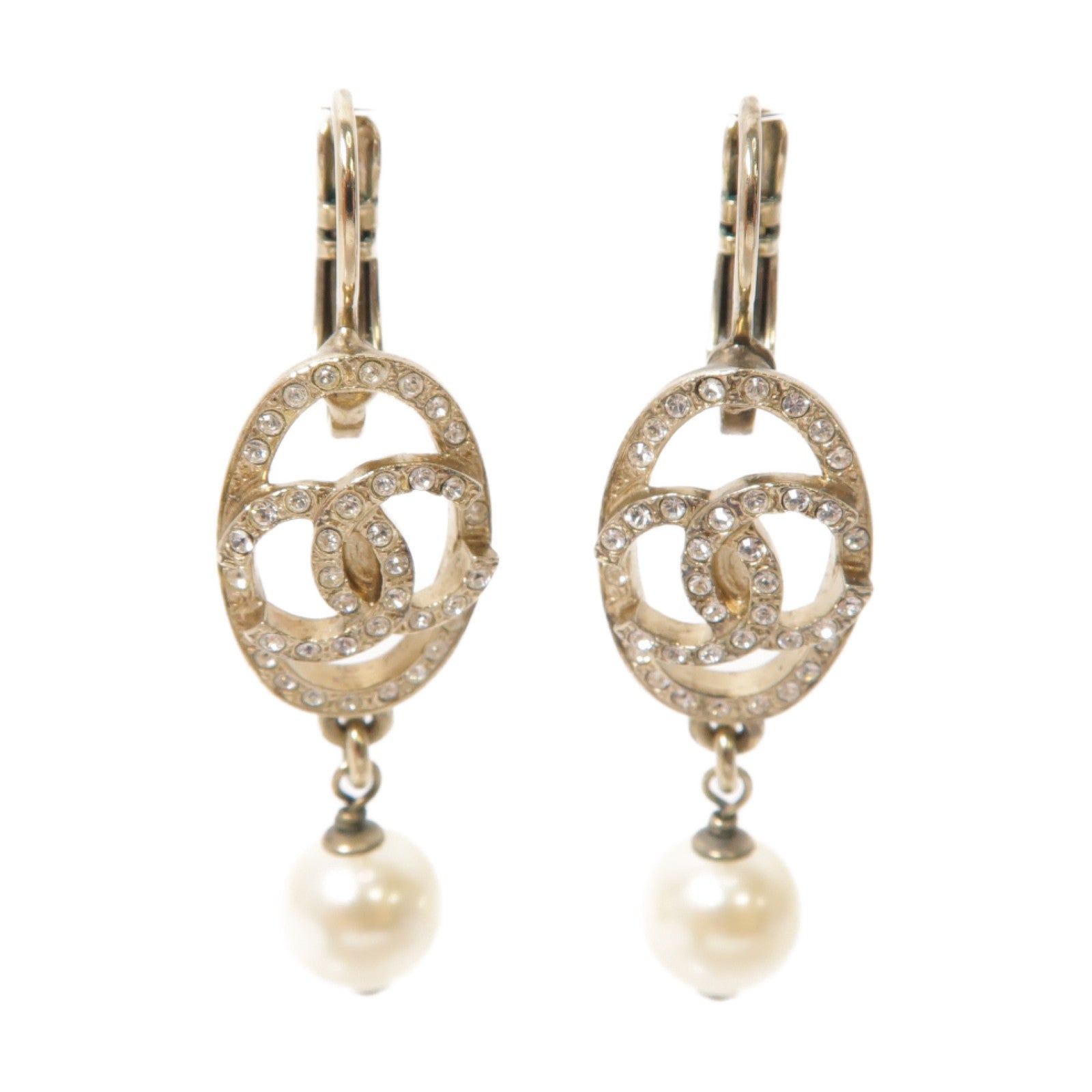 CHANEL 【激減優惠】金屬/PVC Earrings耳環金色/白色