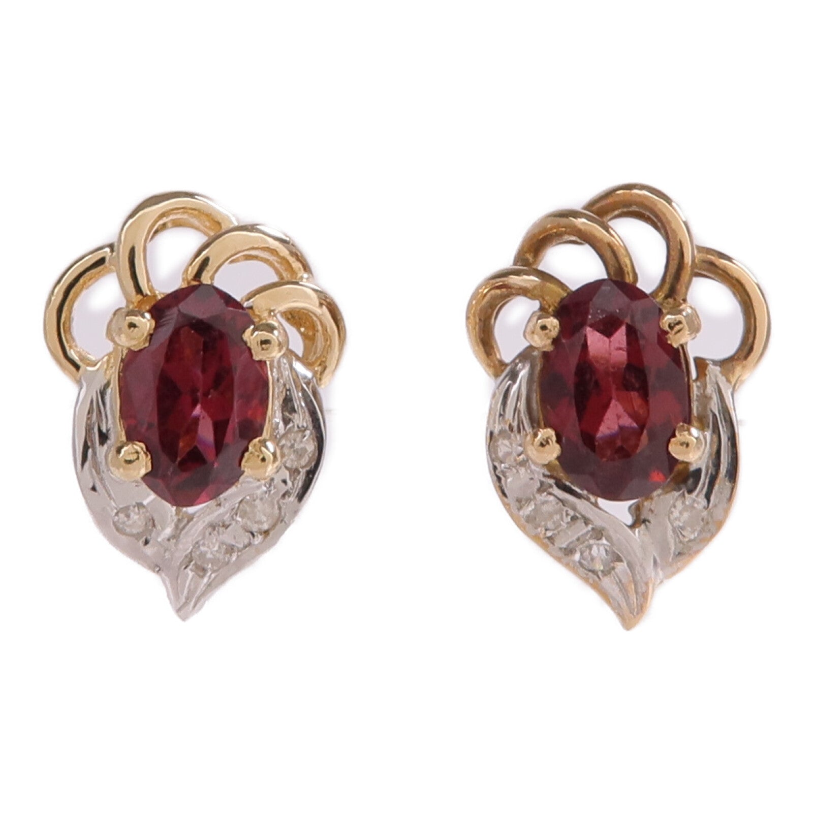 JEWELRY 14K黃金/白金Garnet Diamond Earrings石榴石/鑽石耳環