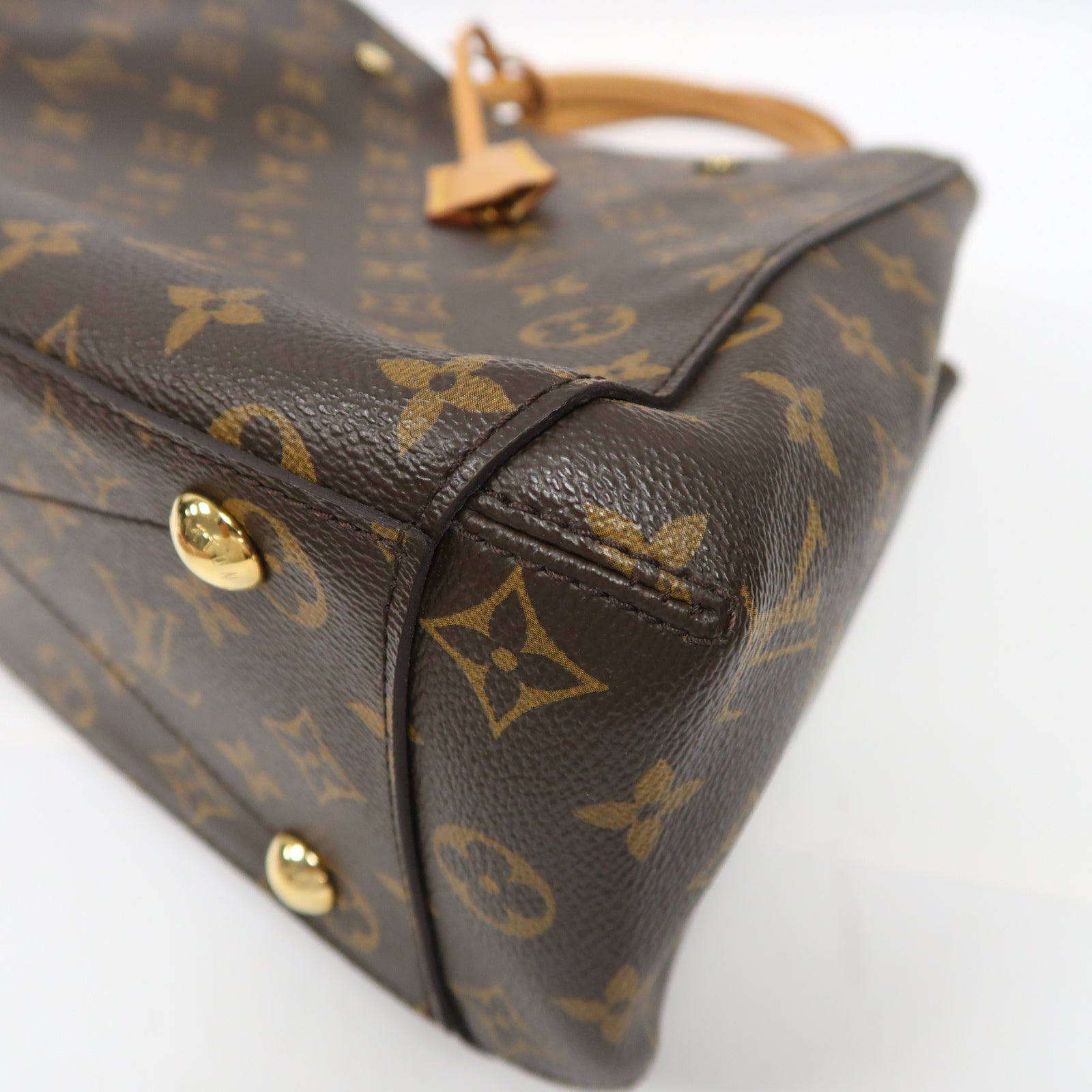 LOUIS VUITTON Monogram Montaigne MM金扣手挽肩背兩用袋啡色