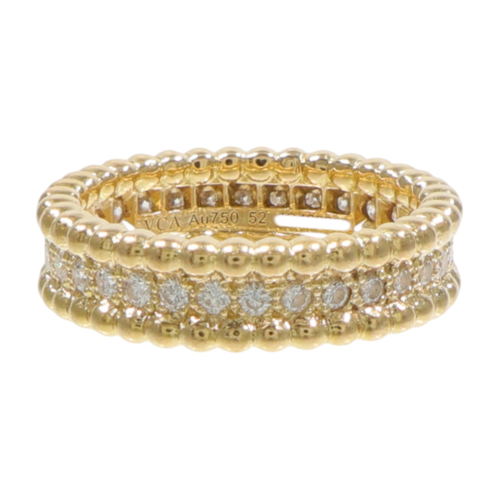 Van Cleef & Arpels 18K黃金Perlee Diamond鑽石戒指