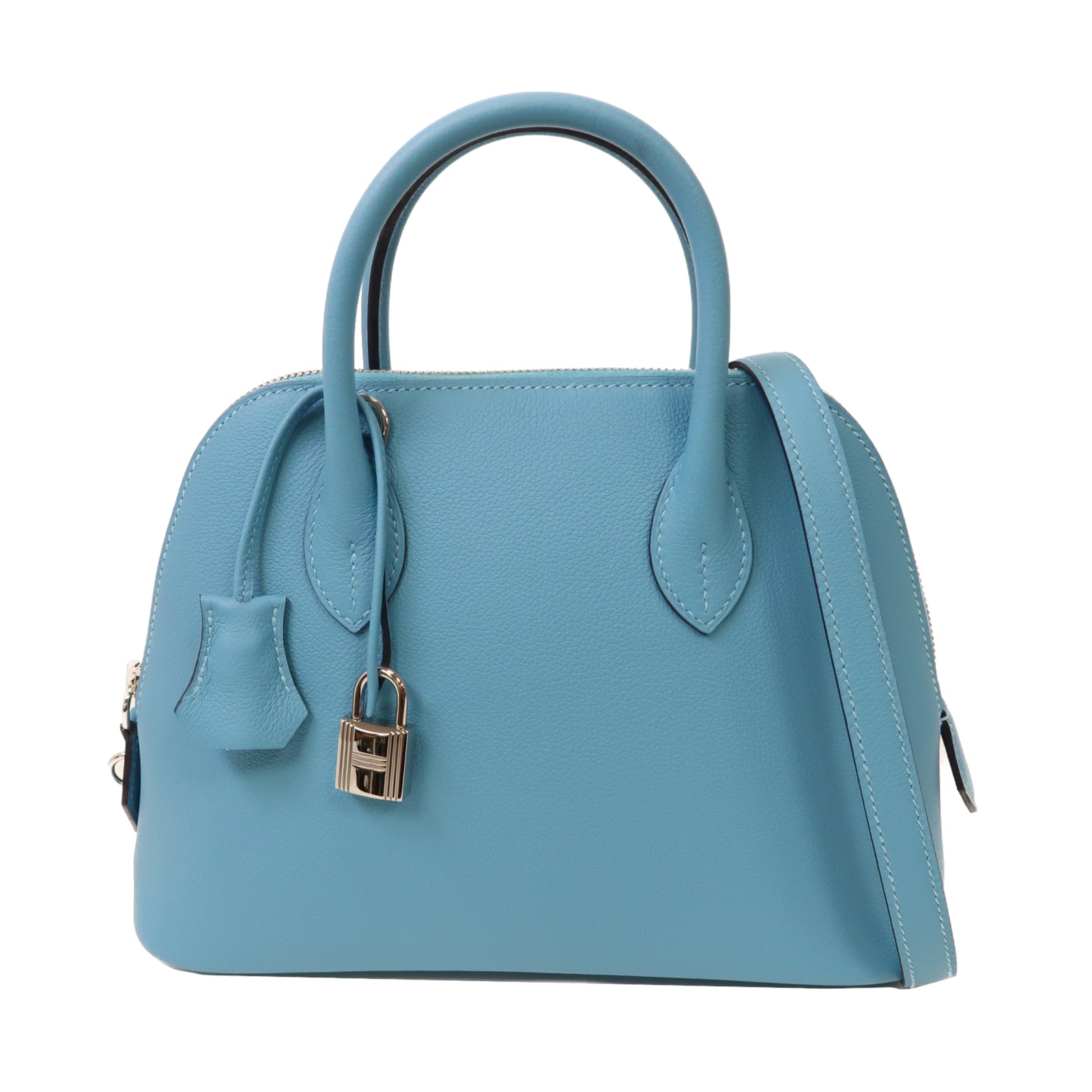 HERMES Evercolor皮革Bolide 1923 25銀扣手挽肩背兩用袋Bleu Atoll環礁藍色